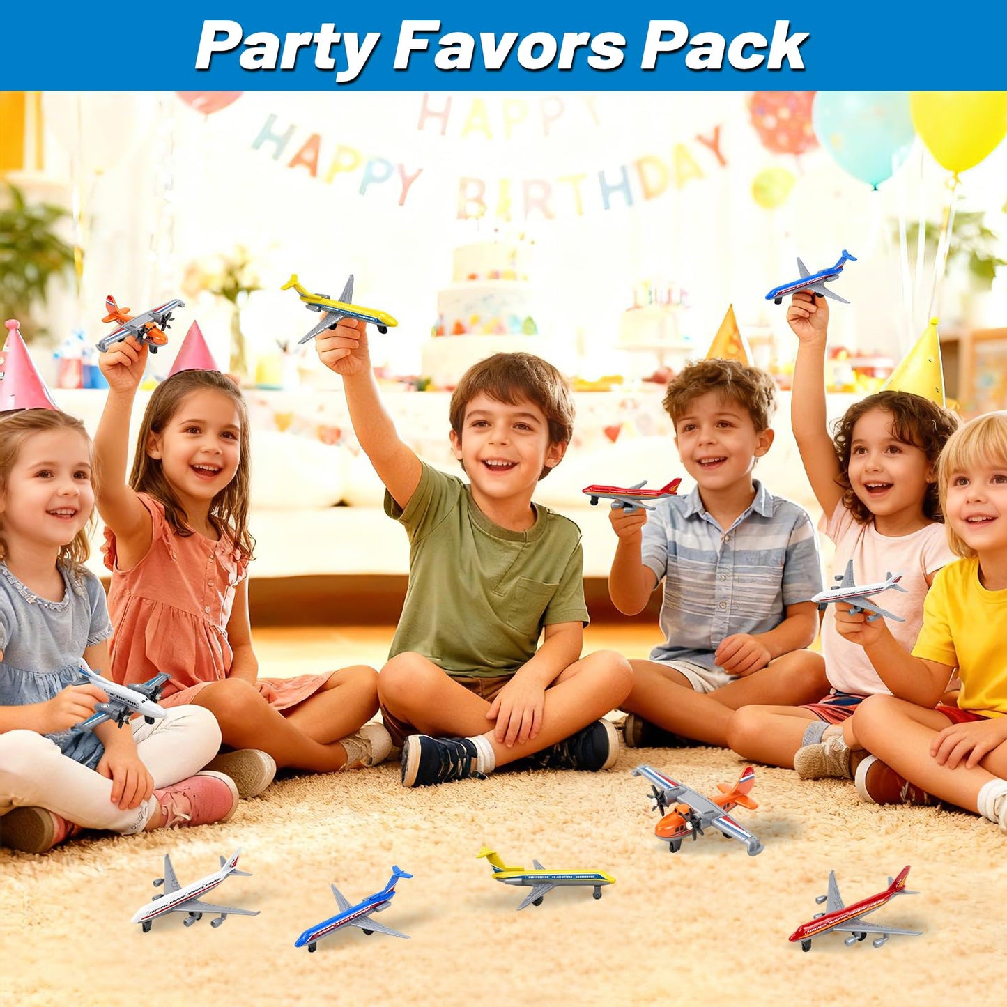 YongnKids 18 pcs Diecast Airplane Toys for Toddler, Toy Airplane Set Models Incl Airlines,Glider for Boy Kids 3+ Year, for Kids Birthday Party Favors Stocking Stuffers Cake Toppers