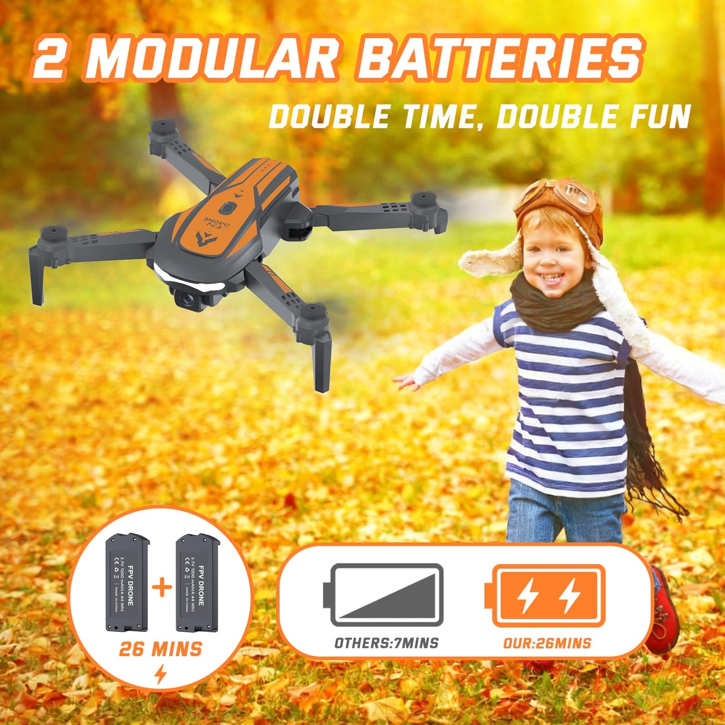 Drone with Camera for Kids Adults, Mini Foldable FPV Drones Remote Control Helicopter, RC Quadcopter with 1080P Live Video Camera, Gestures Selfie, One Key Start,2 Batteries, Toys/Gifts for Boys Girls