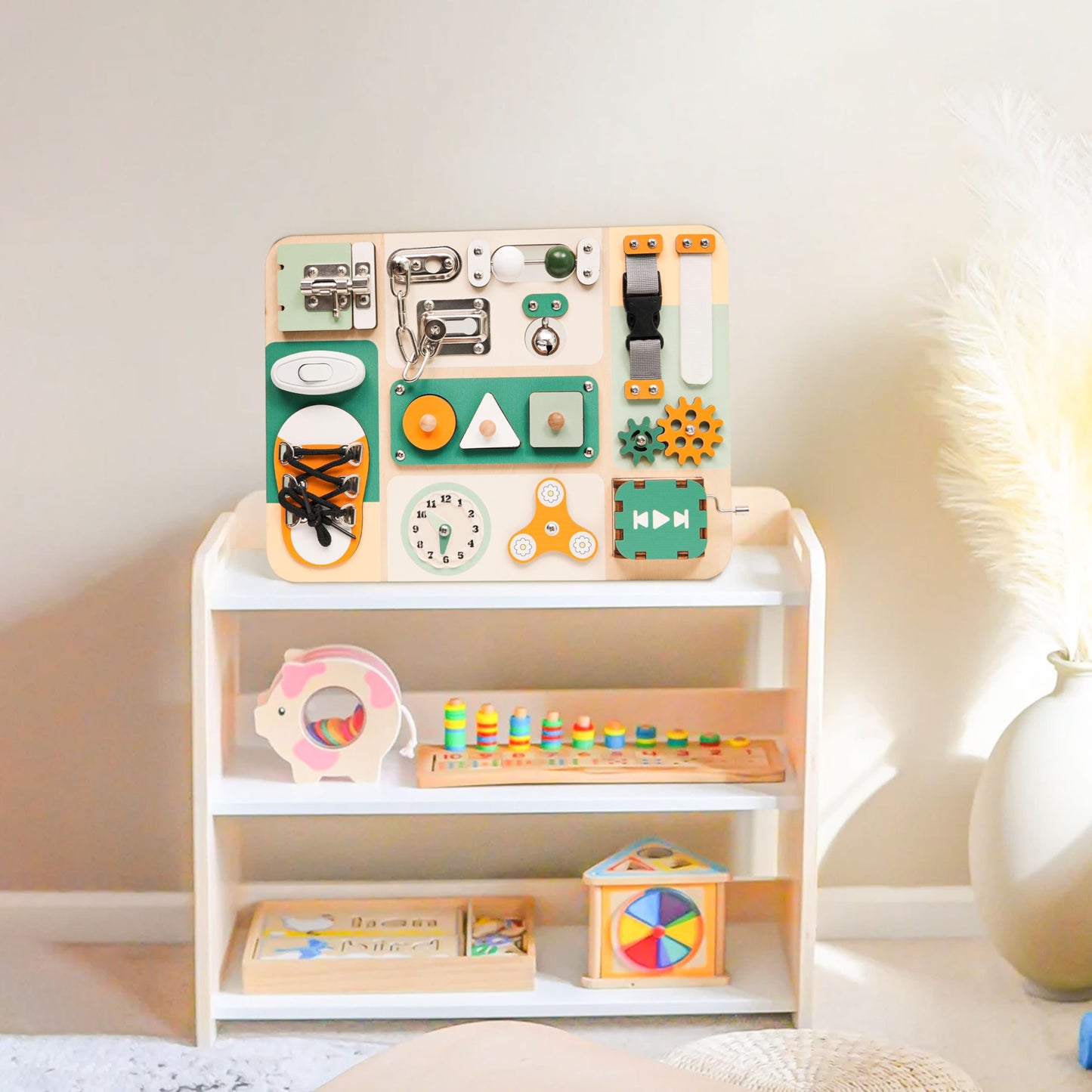 KALOTOYS Busy Board Montessori Toys for 1 2 3 Year Old - Sensory Toys for Toddlers 1-3 - Fine Motor Skills & Early Learning - Montessori Gift for Boys & Girls, Travel-Friendly & Safe