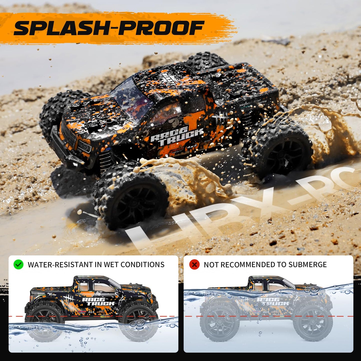 HAIBOXING 1:18 Scale RC Monster Truck 18859 36km/h Speed 4X4 Off Road Remote Control Cars,Waterproof Electric Powered RC Cars All Terrain Toys Vehicles with 2 Batteries, Xmas Gifts for Kid and Adults