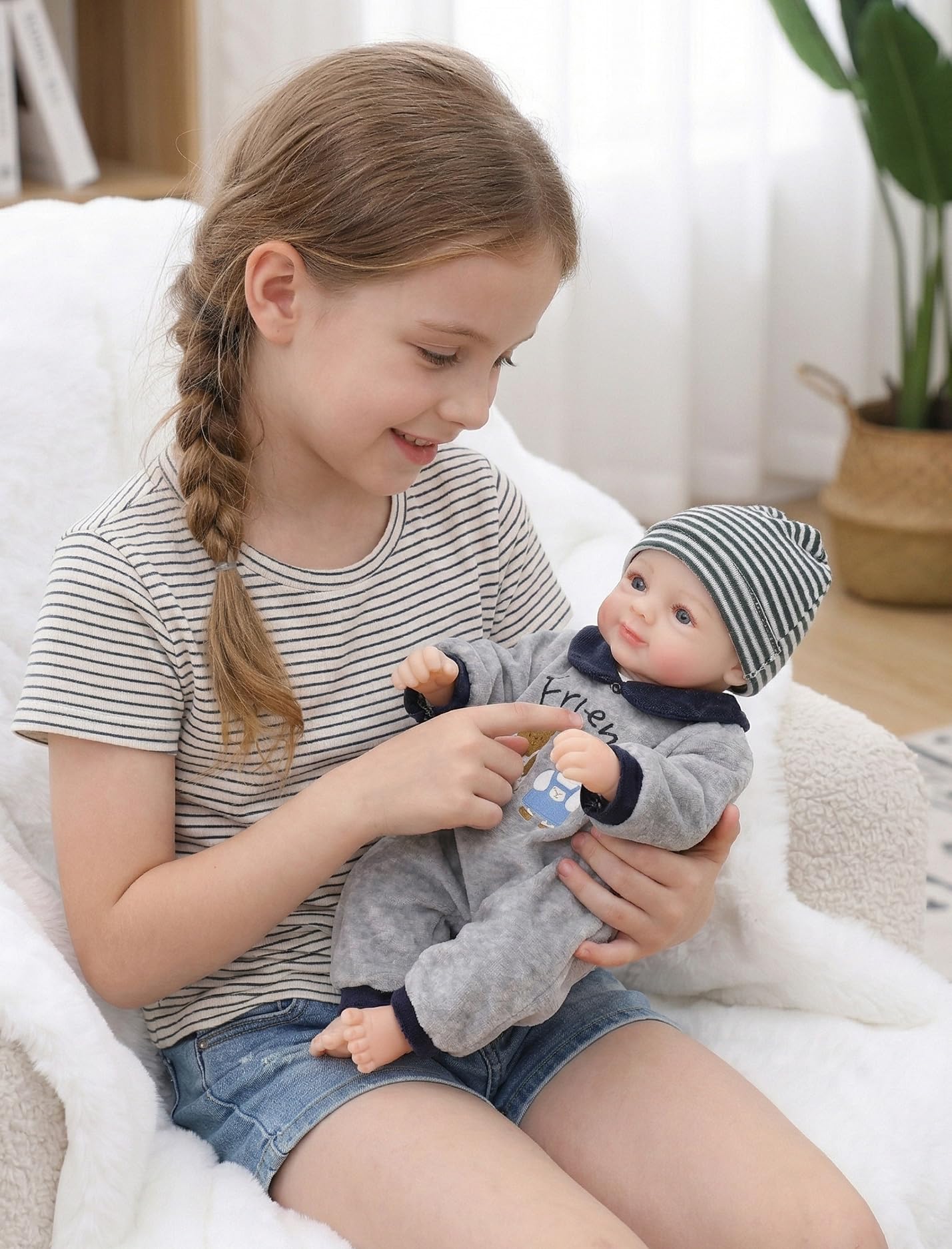 Cloveray Silicone Baby Doll, 12 Inch Full Body Platinum Silicone Reborn Baby Doll with Accessories Set, 2 Lb Weighted, Realistic Feel, Heartfelt Gift for Kids and Collectors, Ages 3+, Girl