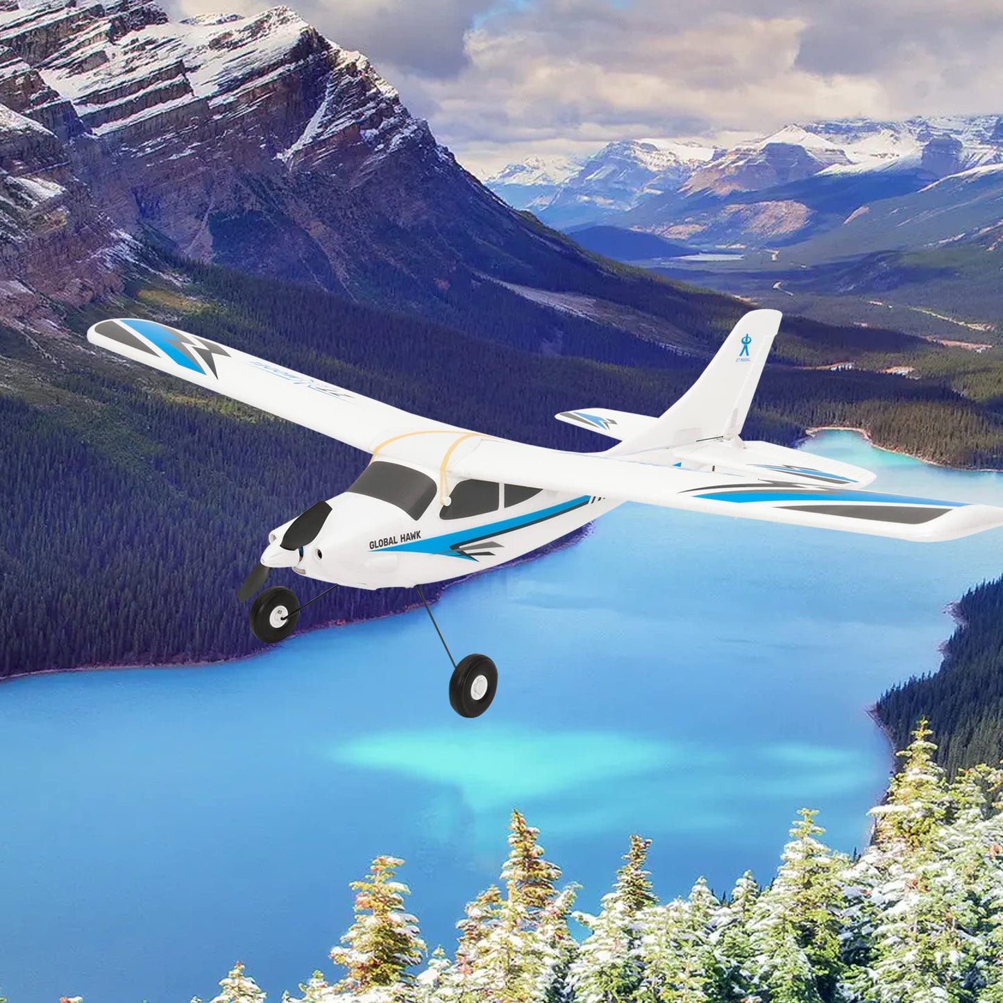 PLAYSTEM Global Hawk 2.4 GHz 1.2m RC Seaplane Smart Trainer Airplane- 4 Channel Remote RTF- Lithium Battery and Optional Floats Included