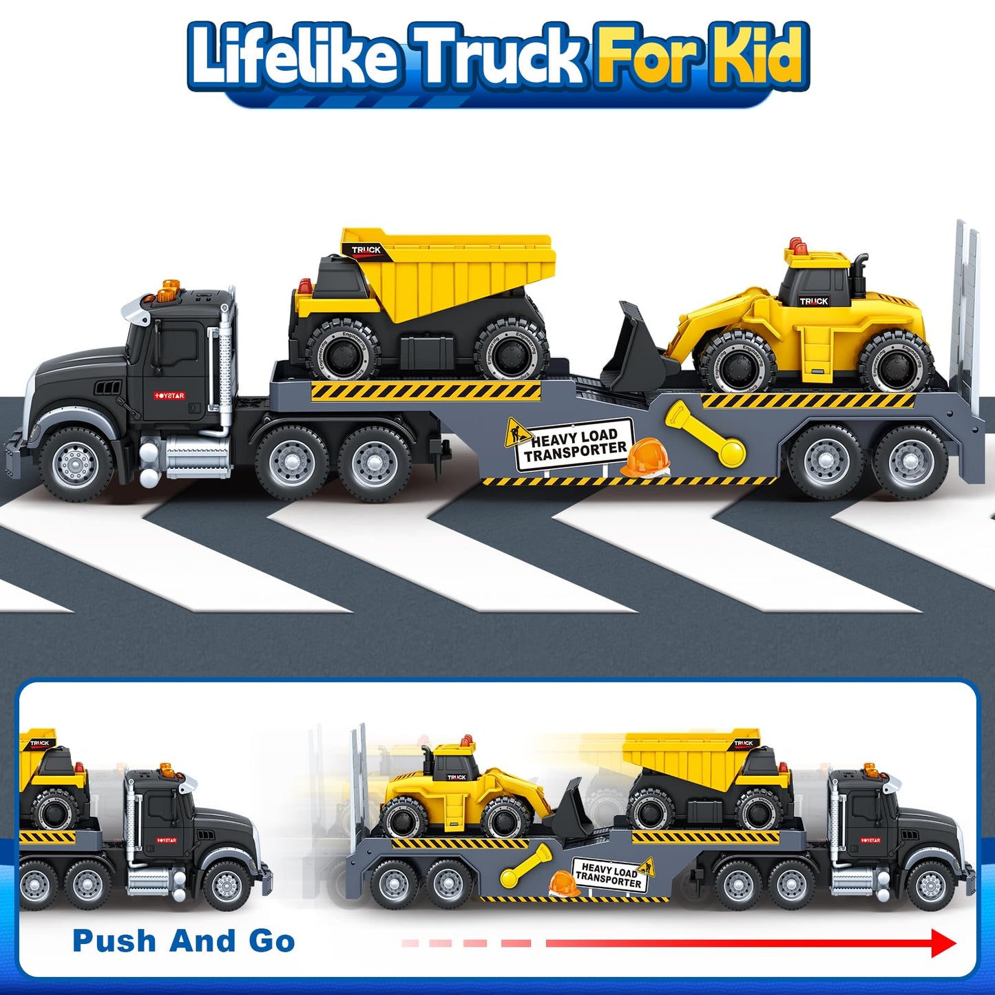 SpringFlower Boy Toys, Toddlers Truck Toy for 3 4 5 6 Year Old Boys, Extra Large Truck Toy with Sounds & Lights, Birthday Gifts for Kids Child 3 4 5 6 Years Old