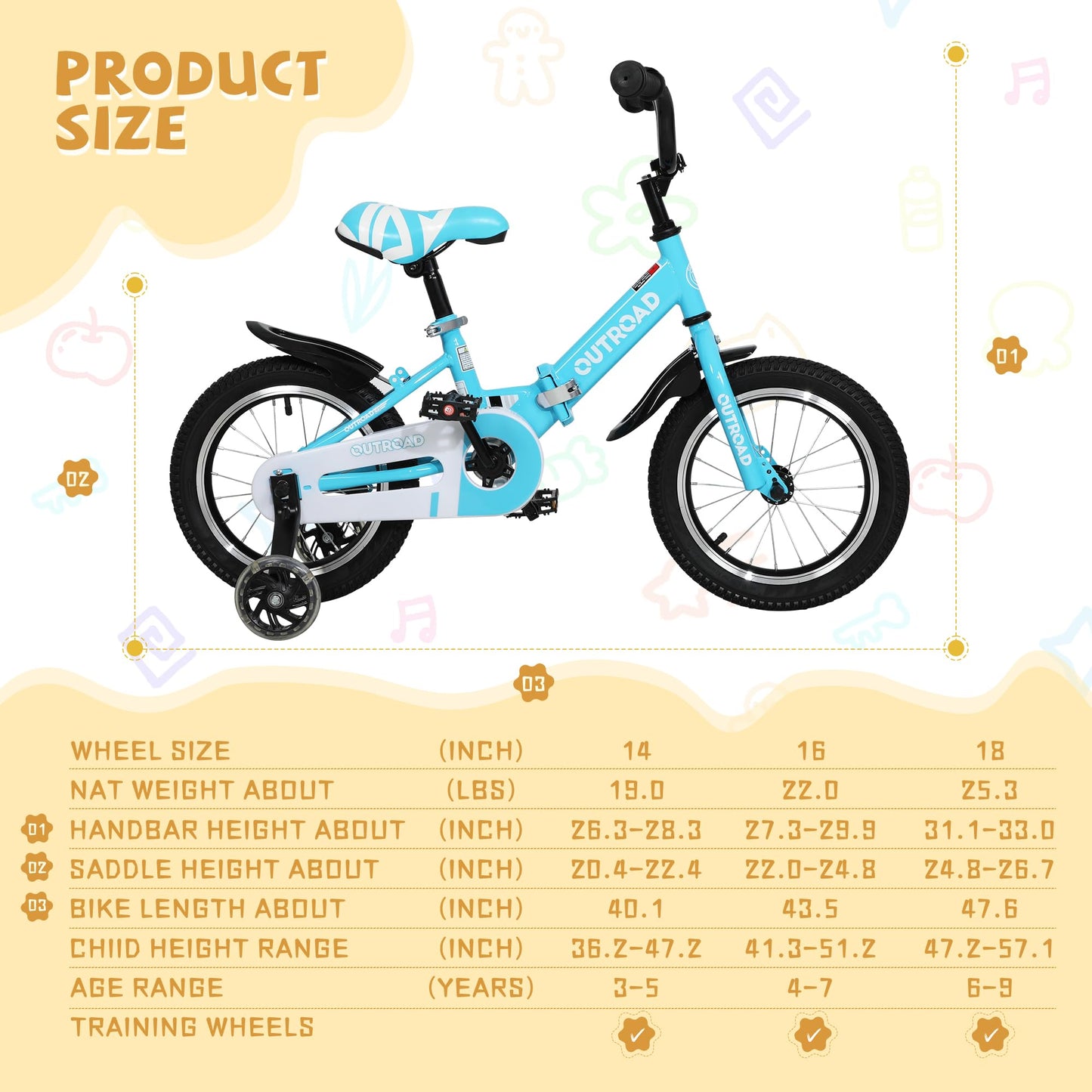Max4out Folding Kids Bike for 3-9 Years Old Boys and Girls 14/16/18 Inch Foldable Kids' Toddler Bicycles with Flash Lighting Training Wheels and Dual Handbrakes, Baby Bike-14 Blue