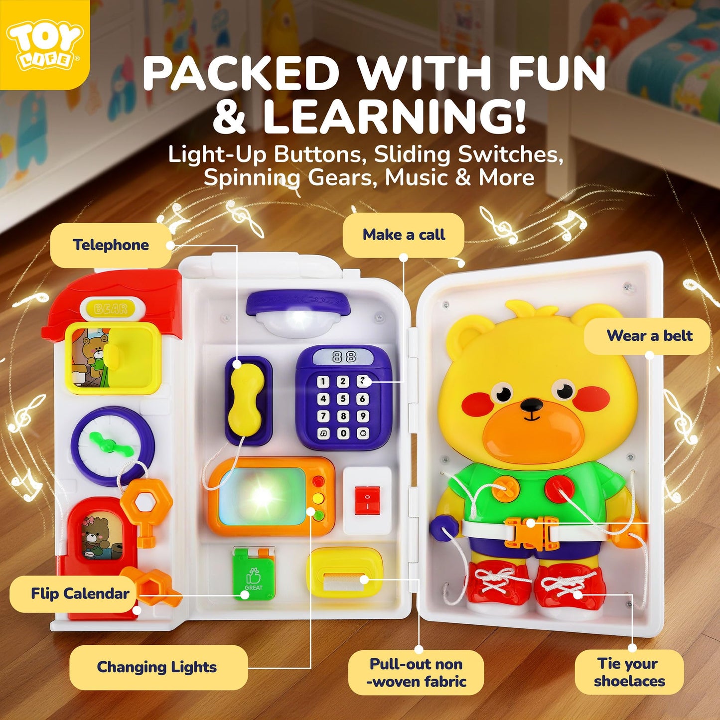 TOY Life Toddler Montessori Busy Board for 1-2 Year Old, 20‑in‑1 Baby Musical Toddler Toys, Early Educational Baby Montessori Toys for Toddler 1‑3, Easter Birthday Gift for 1+ Year Old Boys Girls