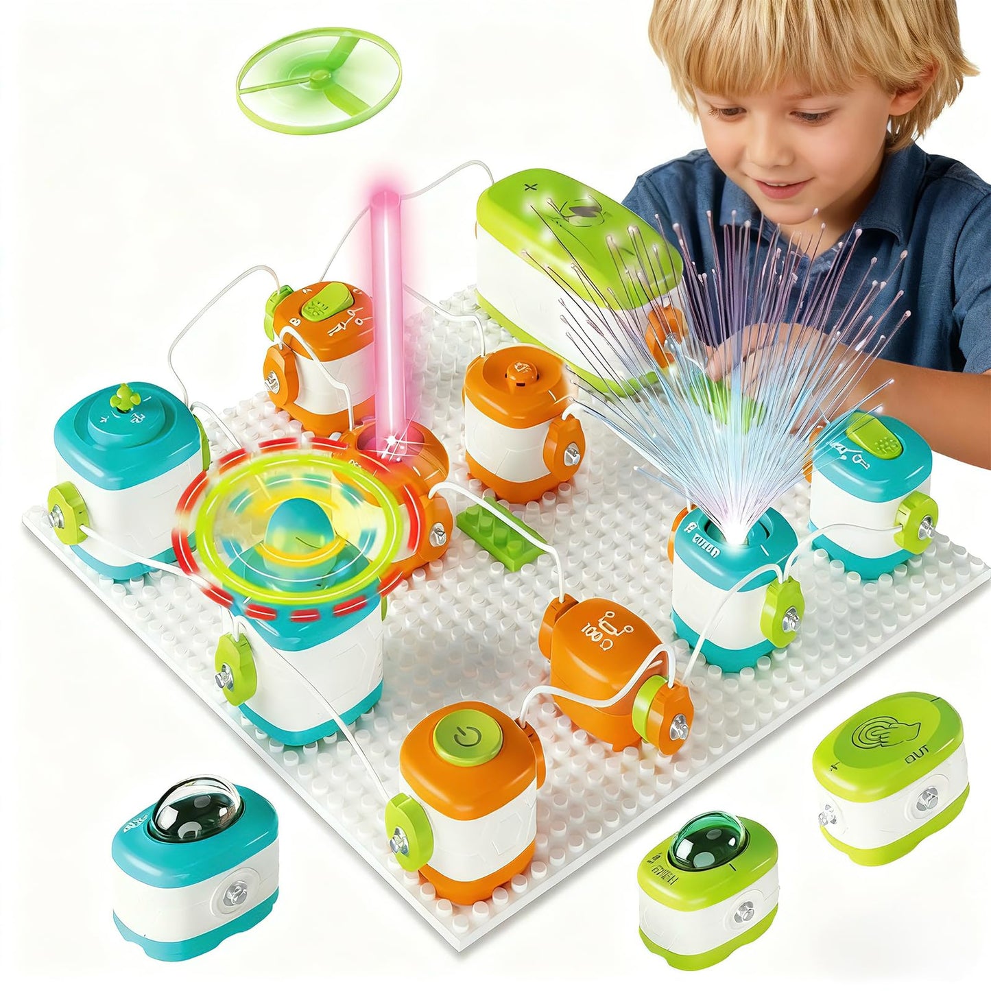Science Kits for Kids - STEM Educational Circuits Kit for Kids, 168 Projects 37 Circuit Parts Electronics Building Blocks, Science Experiment Toy - DIY Engineering Gift for Boys Girls Ages 3+