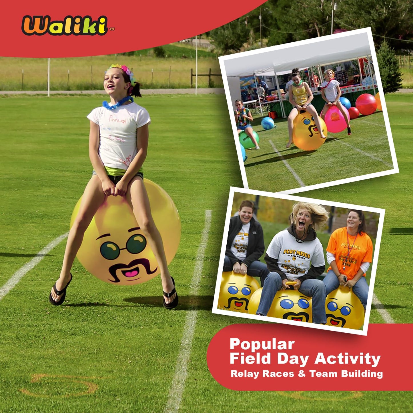 WALIKI Hopper Ball for Kids 7-9 | Hippity Hop | Jumping Hopping Ball | Bouncy Ball with Handles | 20”