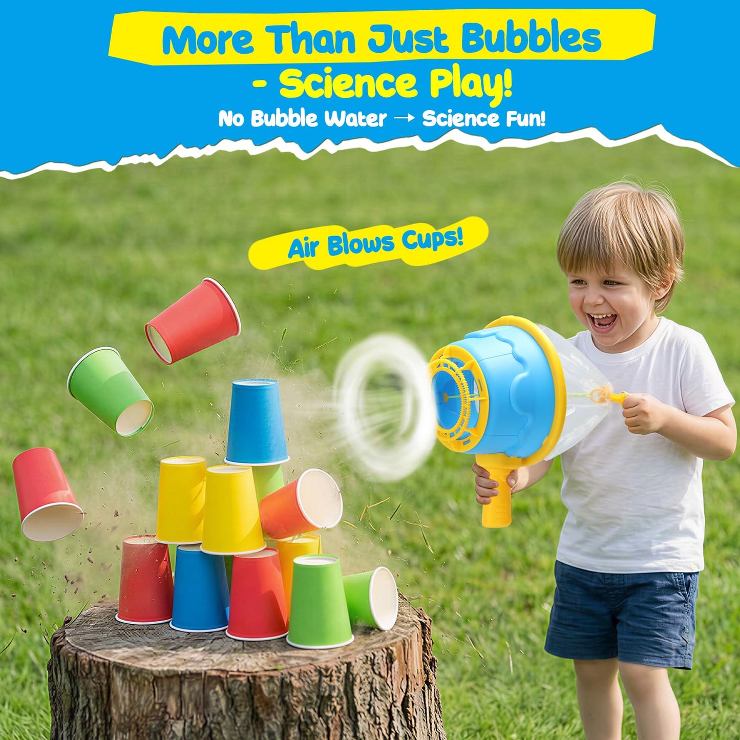 Dolanus Air Cannon Bubble Machine Gun Wand Toy, Giant Bubbles Maker Blaster Blower, Toys for Age 3 4 5 6 8 Year Old Kids Toddlers, Outdoor Fun Activities Games Summer Toys, Birthday Gift (Blue)