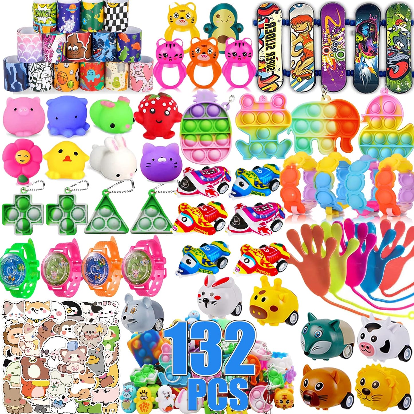 Mctuoba 132 Pcs Party Favors for Kids, Fidget Treasure Box Toys, Classroom Prizes, Pinata Stuffers, Goodie Bags Fillers for Kids Birthday Party, Treasure Chest, Prize Box Toys for Boys Girls