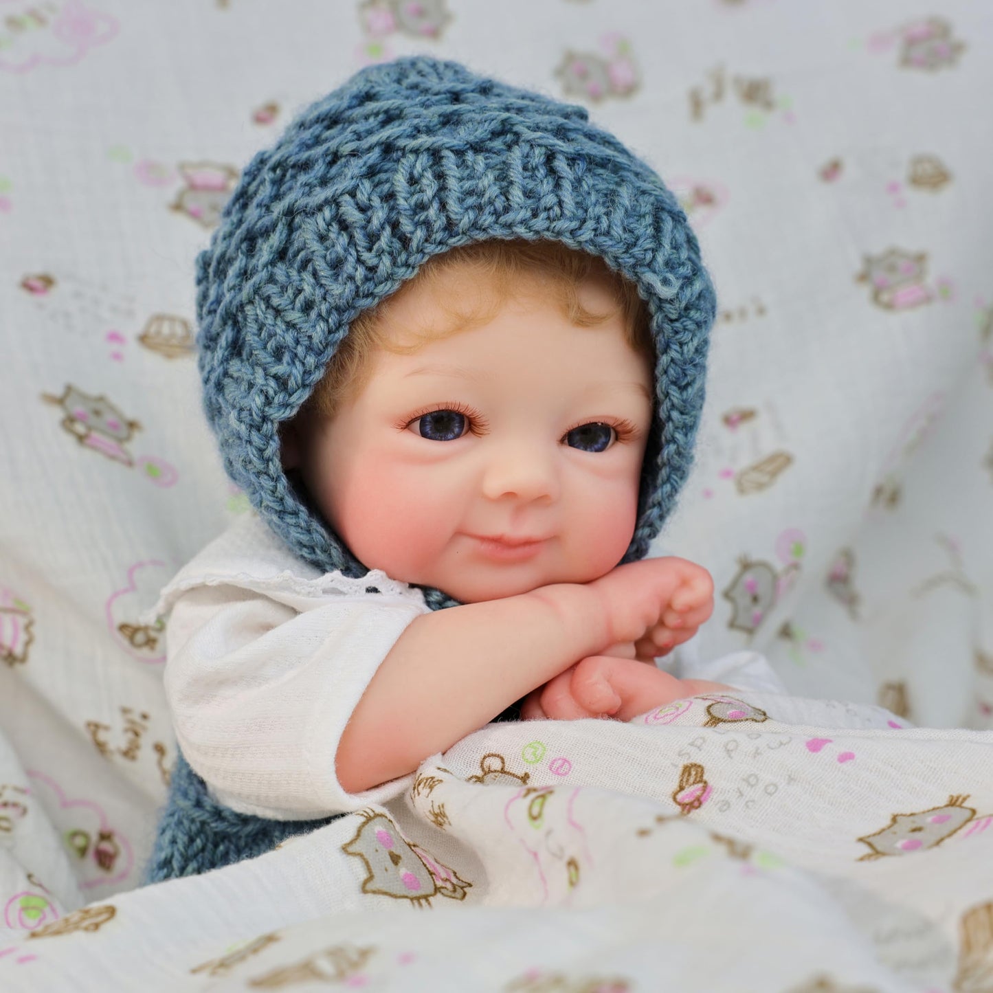 Cloveray 16 Inch Full Silicone Baby Doll with Rooted Hair, Soft Realistic Open Eyes Newborn Doll with 2 Outfits, Blanket, Pacifier, Diaper & Bottle, Comfort Doll Gift for Kids