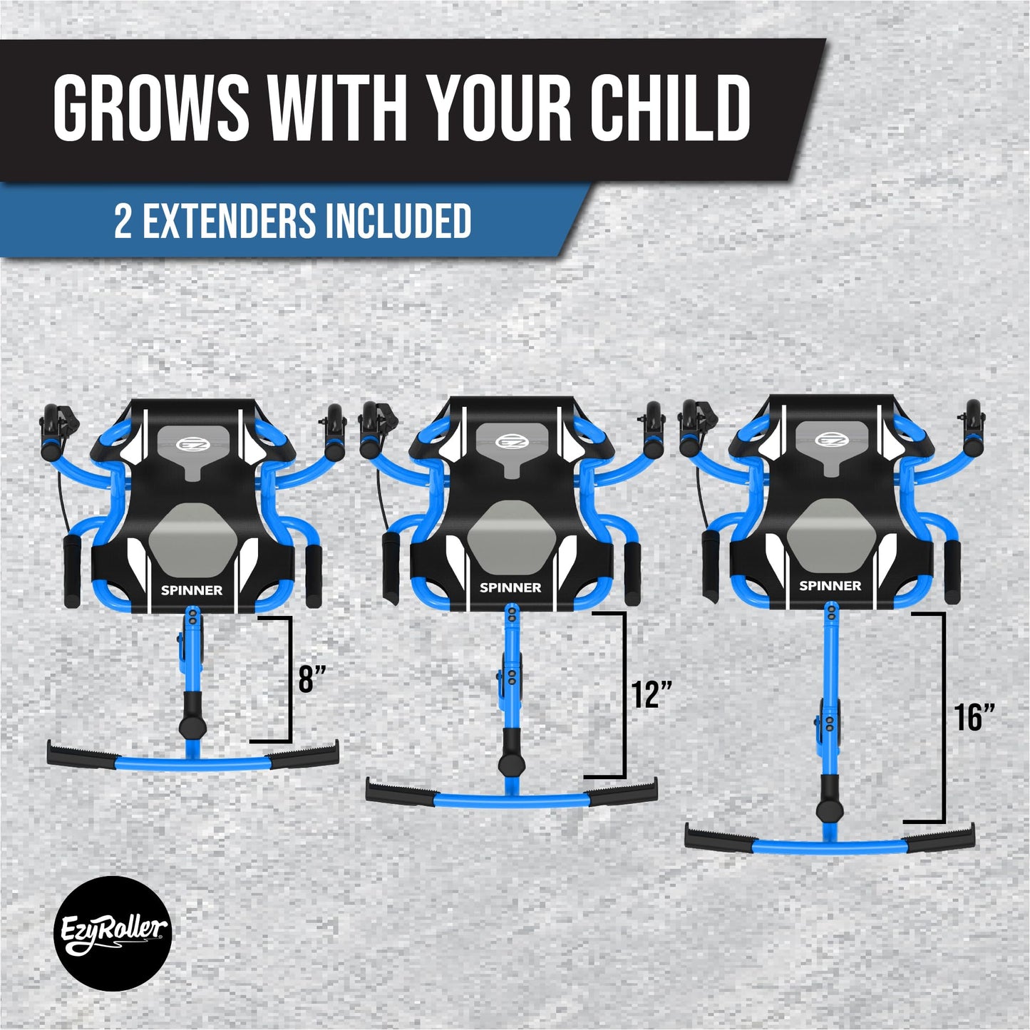 EzyRoller Spinner X Ride On Toy for Kids, Ages 4-12, Up to 154 lbs - Blue