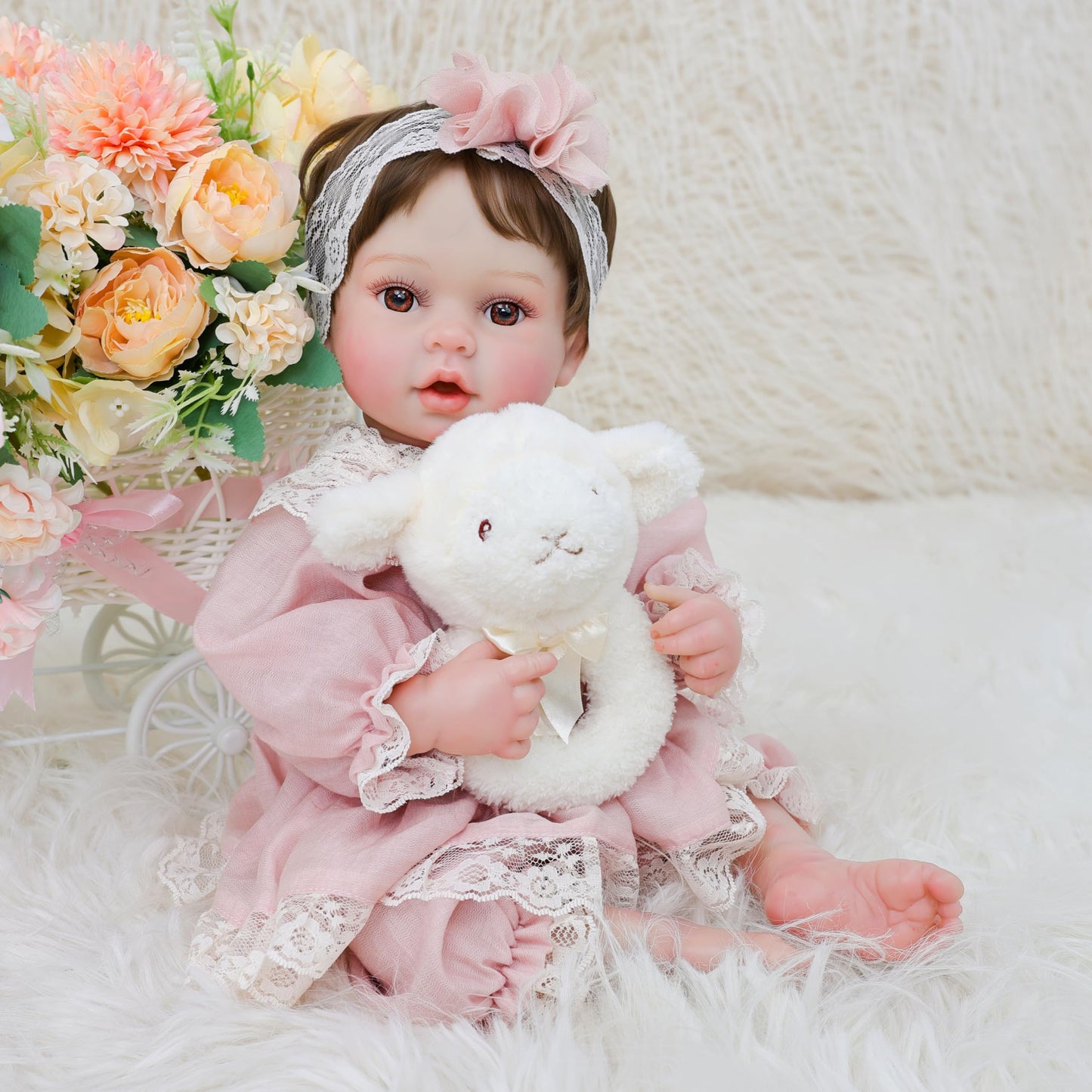 Cloveray 20inch Large Realistic Reborn Baby Doll Hand-Rooted Hair Lifelike Baby Dolls with Accessories for 3+ Year Old Girls Gifts, Pretend Play, Collection