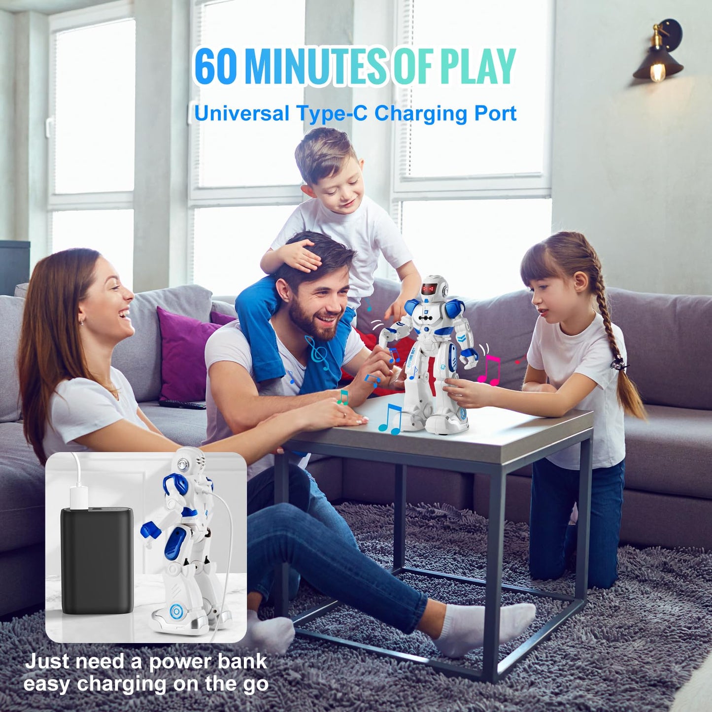 VEVOR RC Robot Toys for Kids, Gesture Sensing Programmable Remote Control Smart Robot, Interactive Walking Singing Dancing Robot for Age 3+ Year Old Boys Girls Birthday Gift Present