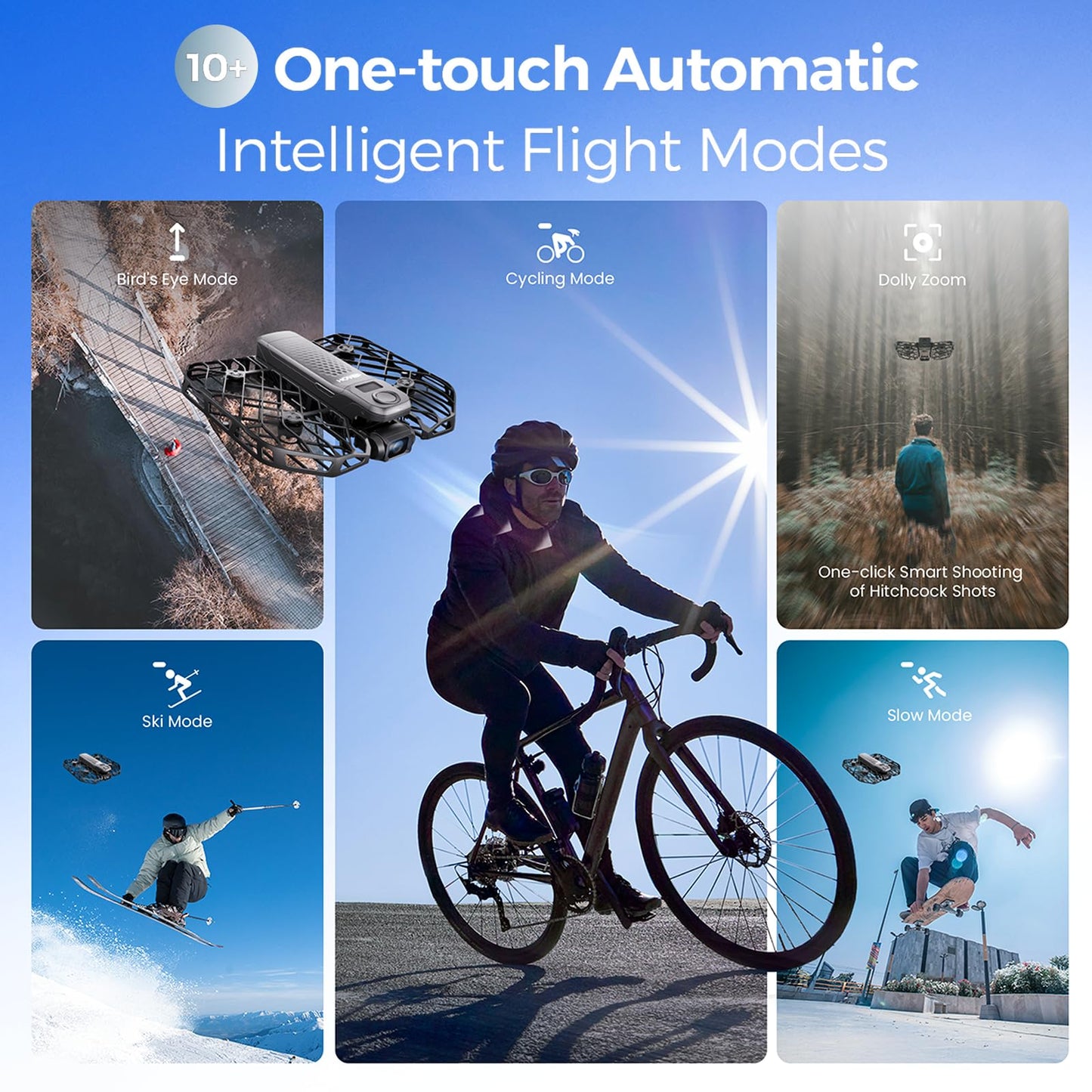 HOVERAir X1 PRO 4K Drone with Camera, Foldable Action Flying Camera with 42 KM/H Follow Speed, 15+ Fully Automatic Flight Modes, Fly Anywhere with OmniTerrain, SmoothCapture 2.0(Cycling Combo)