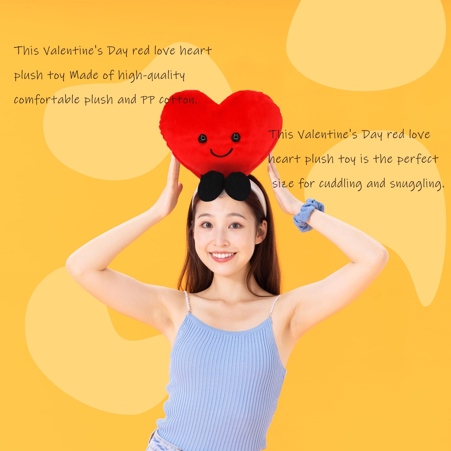 CNAANA Valentine's Day Heart Pillow,Cute Red Love Pillow Plush Toy,Valentine's Day Gifts for Girls and Boys (5 inch)