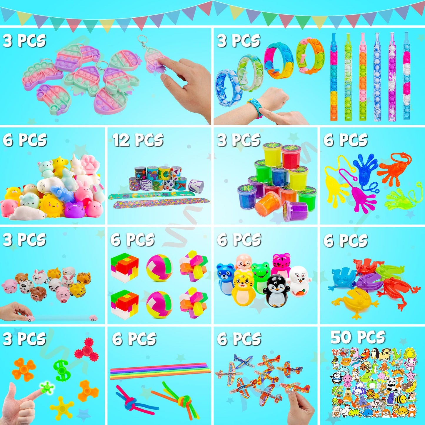 DQstar Party Favors Toy for Kids 4-8-12, Treasure Box Prizes for Classroom, Goodie Bags Stuffers, Prize Box Toys, Birthday Party Gifts, Carnival Prizes, Pinata Fillers, Treasure Chest