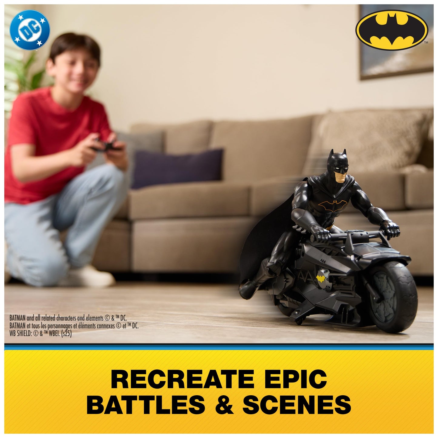 DC Comics, Batman Stealth Remote Control Batcycle with 12" Batman Action Figure, Super Hero Kids Toys for Boys and Girls Ages 4 & Up