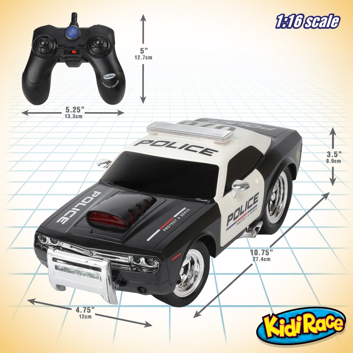 Kidirace Rechargeable Police Car Remote Control Toy for Kids, Hobby Rc Cars Toys, Lights & Siren, Birthday Gift Ideas for Boy Age 8-12 Years, Gifts for Boys & Girls Ages 3 4 5 6-8 9 10 11 12 Year Old