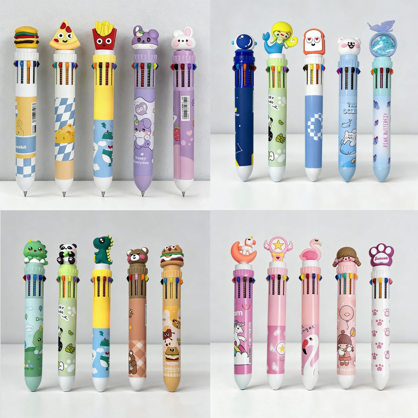 Rarler 20 Pcs Cute Cartoon 10-Color fidget Pens, Bulk Multicolor Ballpoint Pens, Party Favors for Kids 8-12, Goodie Bag Stuffers, Birthday Party Gifts, Classroom Prizes
