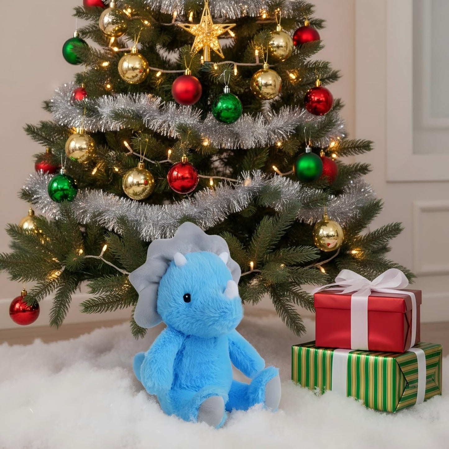 VANLINNY Dinosaur Stuffed Animals, Blue Dinosaurs Toy for Kids 3-5, Cute 9" Triceratops Stuffed Baby Plush, Soft and Comfort to Hug, Ideal Christmas Birthday Gift
