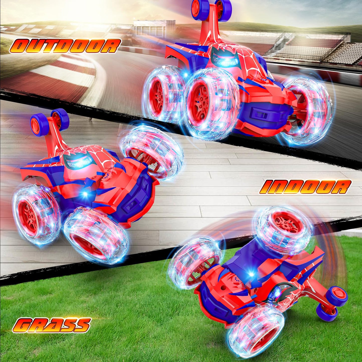 Mafbeanl Remote Control Car Stunt RC Cars 360° Rotating with 2.4GHz Rechargeable Wheel Lights Toys Car Gift for Boys 3 4 5 6 7 8 9 10 11 12 (Red)