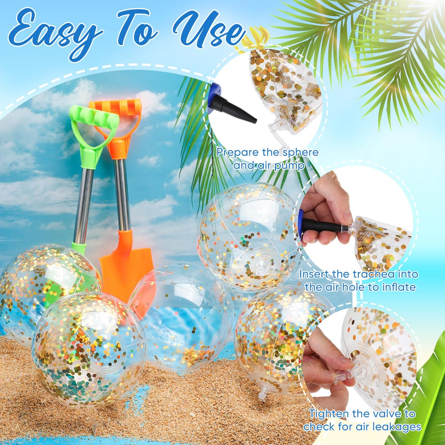 Hungdao 25 Pcs Inflatable Glitter Beach Ball 8 Inches Mini Clear Floatable Confetti Ball for Kids Bulk Swimming Pool Theme Party Toy for Hawaiian Theme Party Decorations Favors Supplies(Gold)