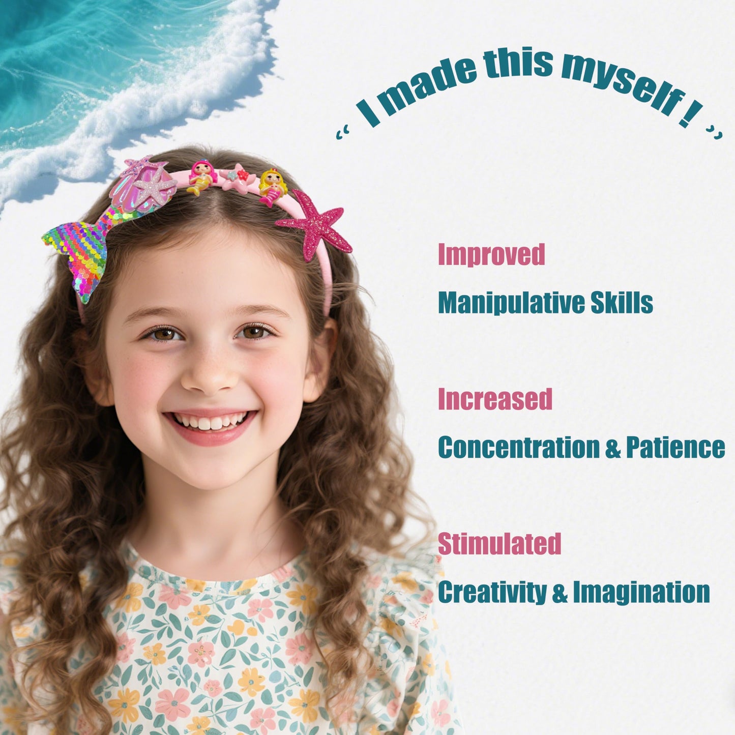 GO2HEJING Headband Making Kit for Girls - Make Your Own Fashion Headbands, Hair Accessories for Girls, DIY Arts and Crafts Gifts for Ages 6-9 Years Old