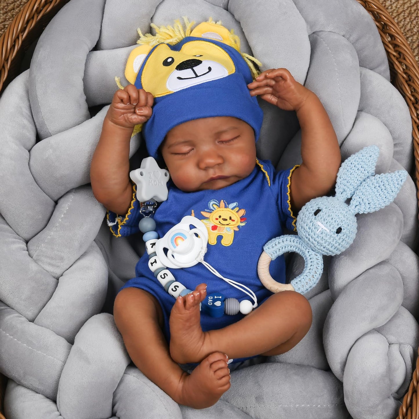 CHAREX Realistic Reborn Baby Dolls Black - 18 inch Newborn Baby African American, Soft Body Real Life Sleeping Baby Doll with Accessories Gift Set for Girls Boy Age 3+