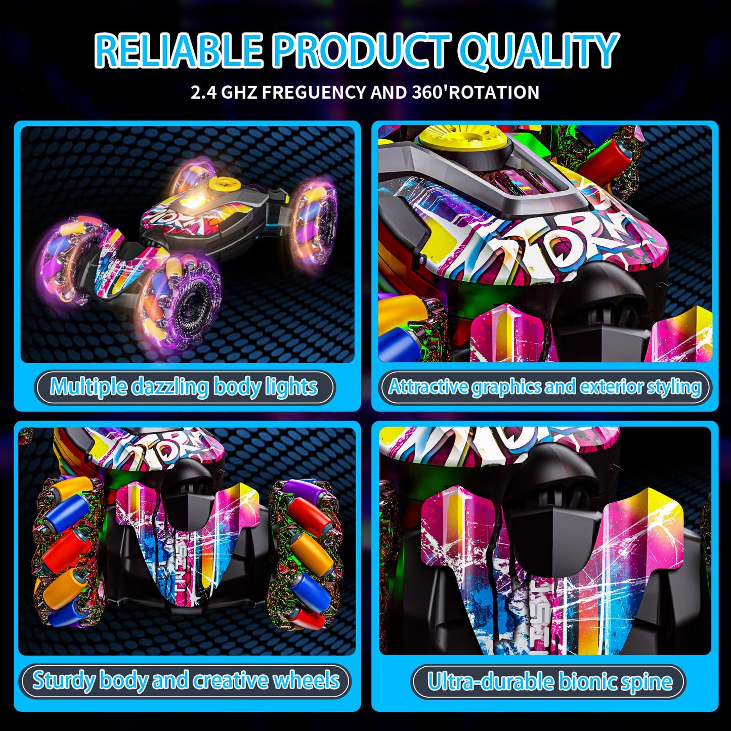 Gesture Sensing RC Stunt Car,Remote Control Car Toys for Ages 5-7-13,with Lights Music Spray,4WD 360° Spins All Terrains Kids Toys RC Cars,3-6 Year Old Boy Birthday Gift & 3-12 Best Gift for Kids