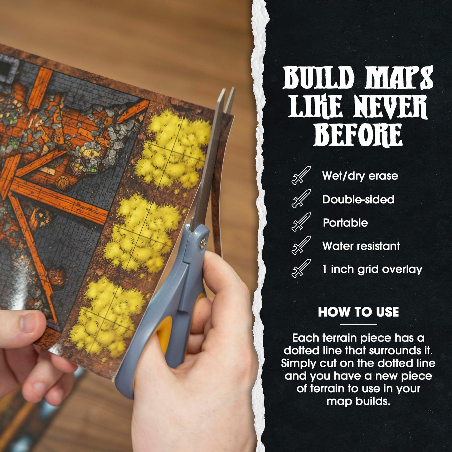 DUNGEON CRAFT Realm's Edge Book by 1985 Games - Immersive Dungeon Game with Dry Erase Maps for Endless Adventures - Water Resistant Game with Loose Leaf Inside a Custom Box & DND Map