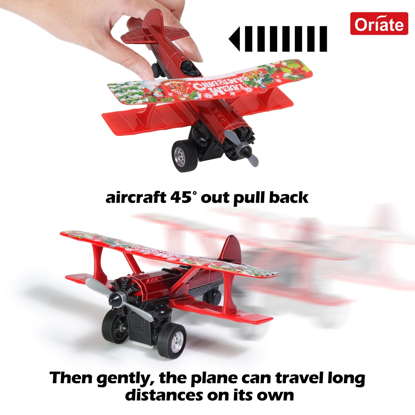 Oriate 3 Pack Die-Cast Pull Back Toy Airplane Set, Aircraft Model Toy Airplanes, Party Favor Gifts, Christmas, Halloween, Easter, Birthday, for Boy and Girl 3 Years Old and Up