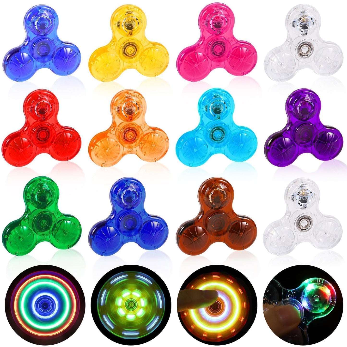 ANGGIKO Fidget Spinners 12 Pack, Light Up Fidget Spinners Bulk, Glow in The Dark Birthday Party Supplies Classroom Prizes Return Gifts