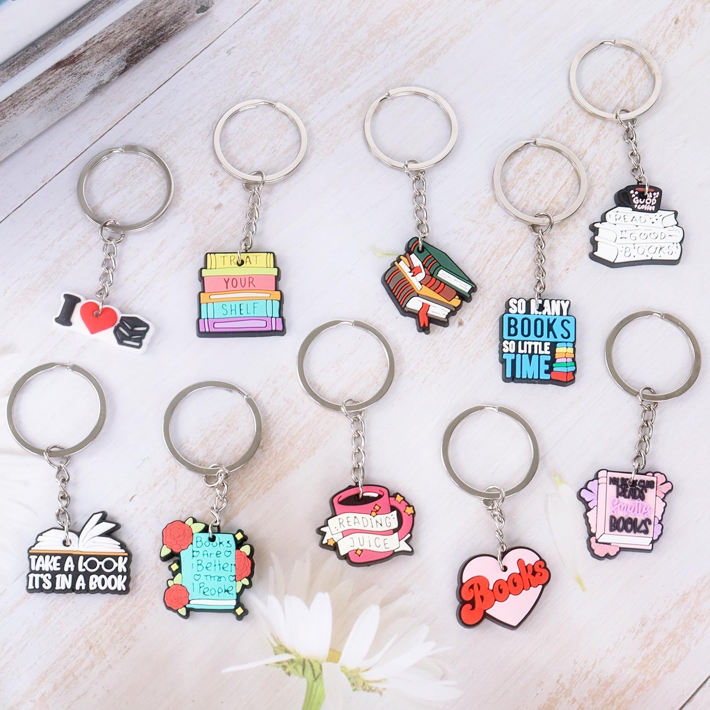 Tnoeuz 32PCS Book Keychain Book Lover Gifts Book Club Party Favors Bookish Keychain Bulk for Books Lovers Readers Librarian Book Club Gifts