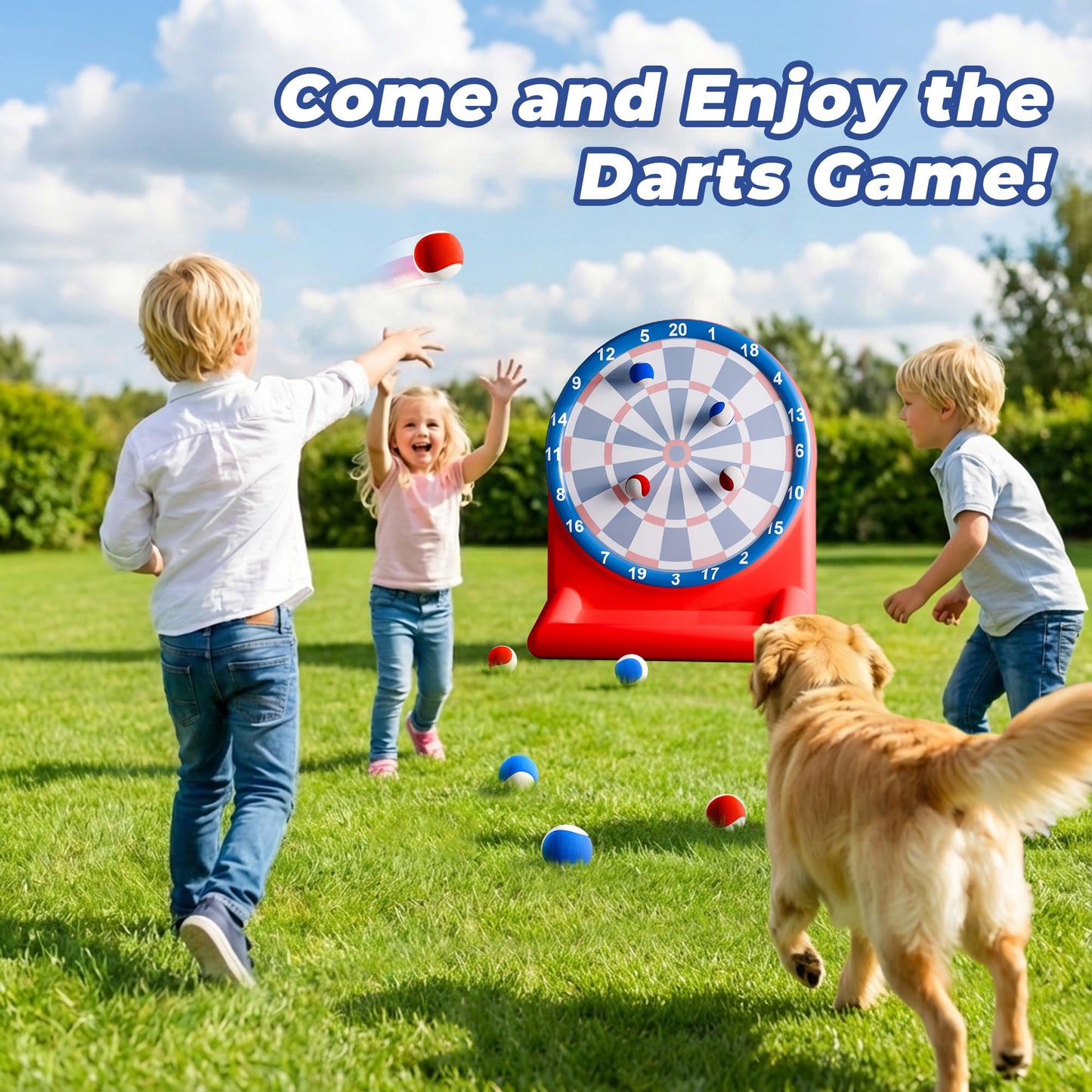 Funscape Kids Fun Pool Toys, Inflatable Dart Board Toss Water Game, Swimming Pool Floats, Beach Yard Outdoor Ball Play, Summer Party Birthday Gift 3 4 5 6 7 8 9 12 Yrs Boys Girls Teen Adult Family-Red
