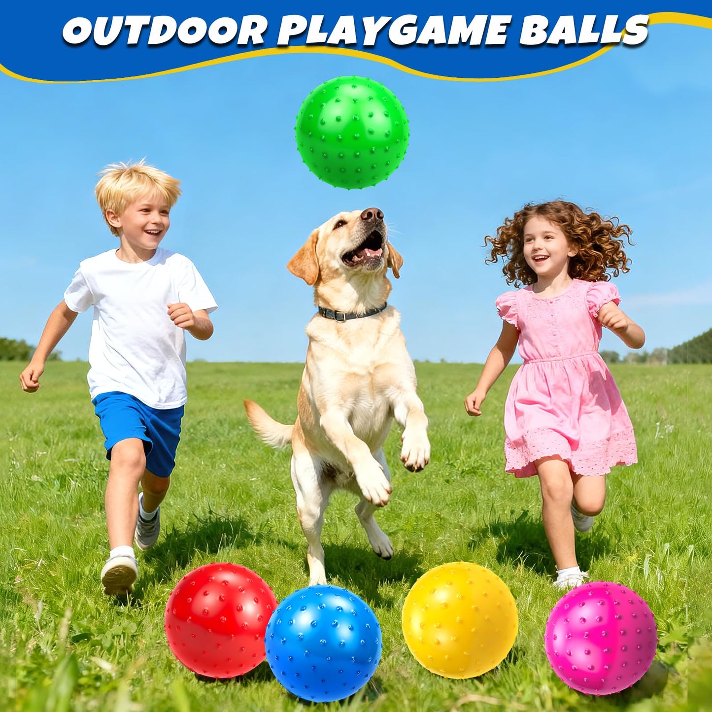 Hymaz 20Pcs Bouncy Balls for Kids Toddlers, 9 Inch Sensory Balls Spiky Massage Stress Ball Bulk with Air Pump, Indoor Outdoor Adult Sports Sensory Toys & Kids Fun Beach Party Favors
