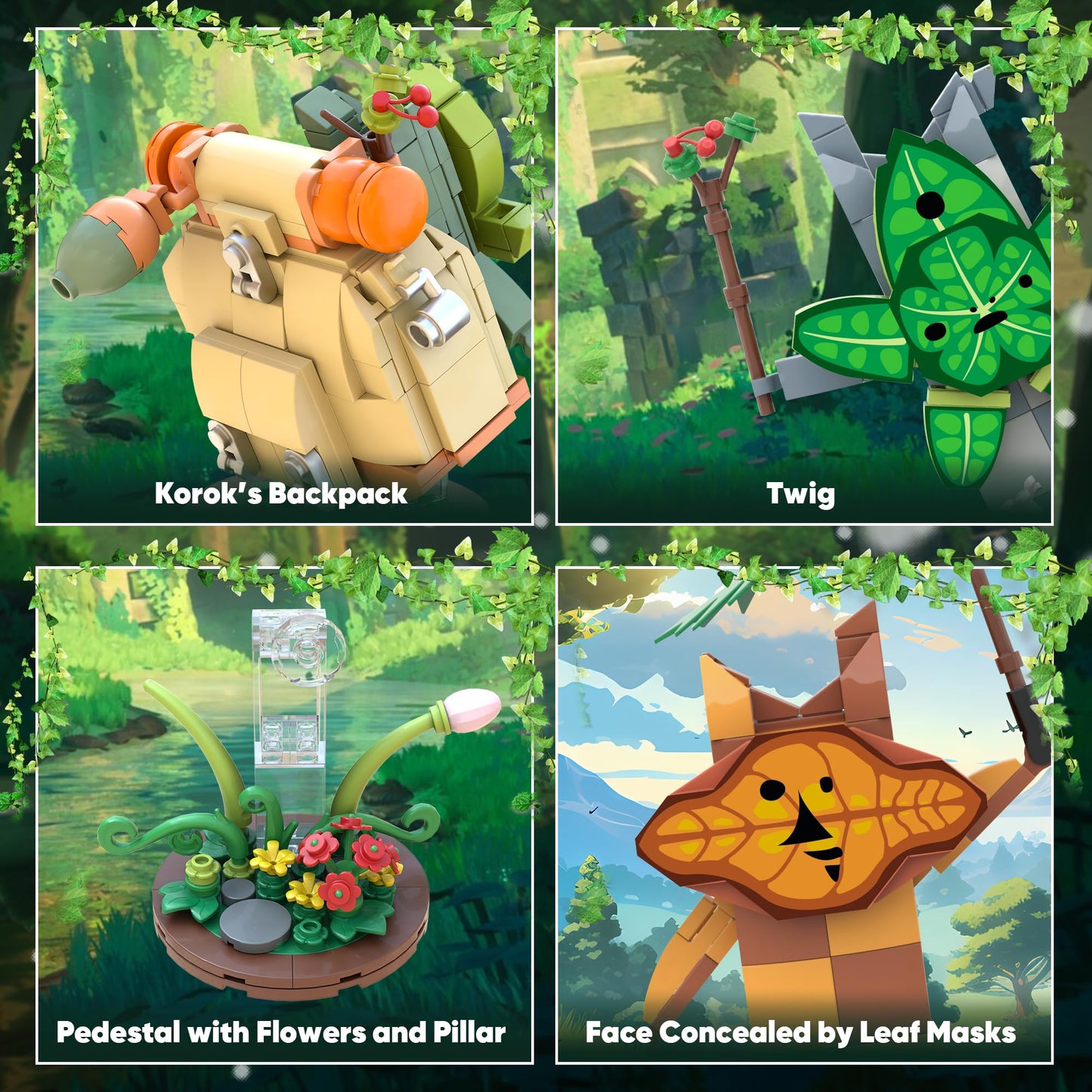 CinamixBrax Koroks Building Set, 5 Characters Building Block Sets for BOTW Fans, Cute Game Merch Action Figures, Great Toys Gifts for Fans Kids Adults