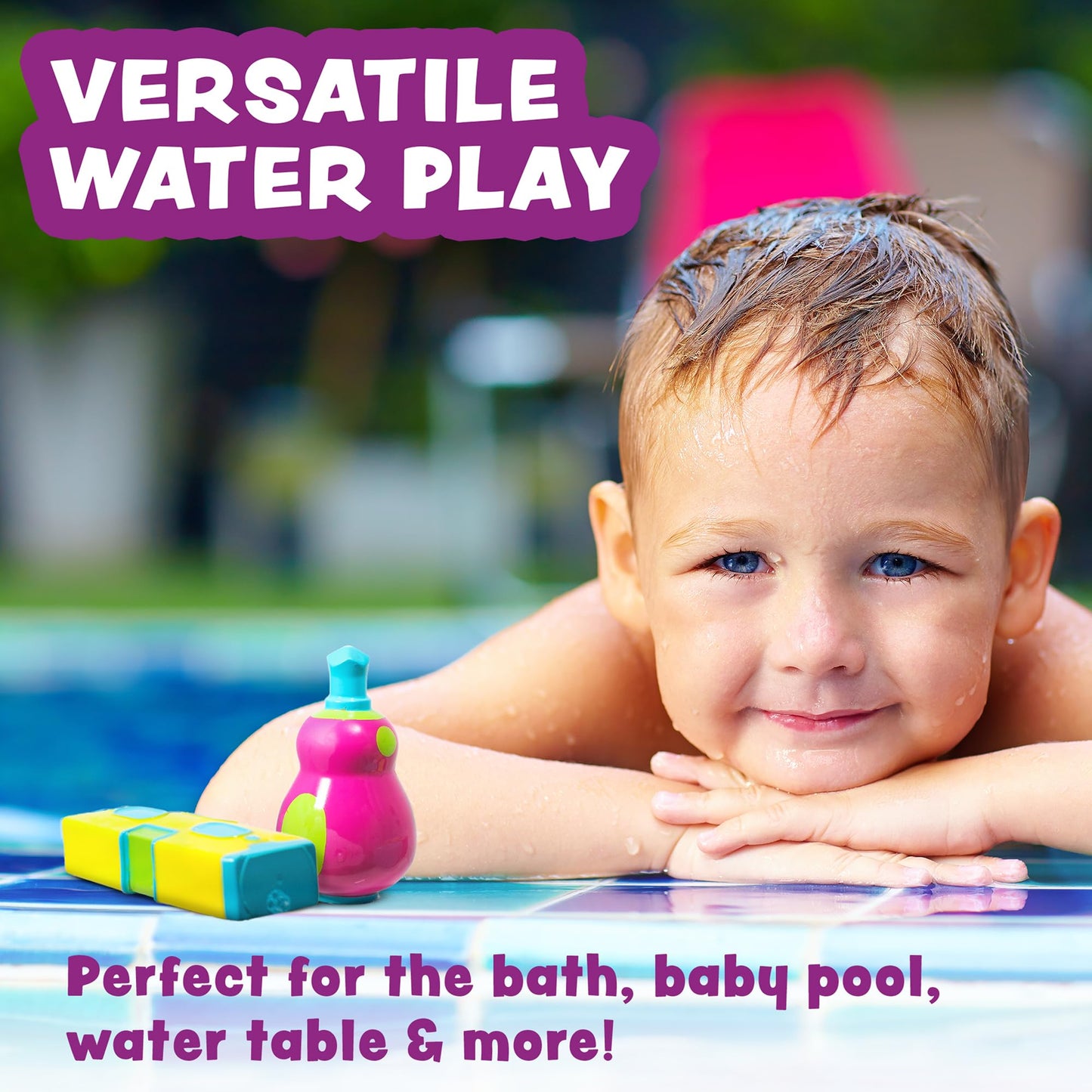 Tub Works® Tools™ Mold Free Bath Toys, 6 Pack | Sealed, No Hole Bath Toys Design Keeps Moisture Out | Soft, Squeezable & Float on Water | Easy-Grip Baby & Toddler Bathtub Toys | Great for Baby Pools