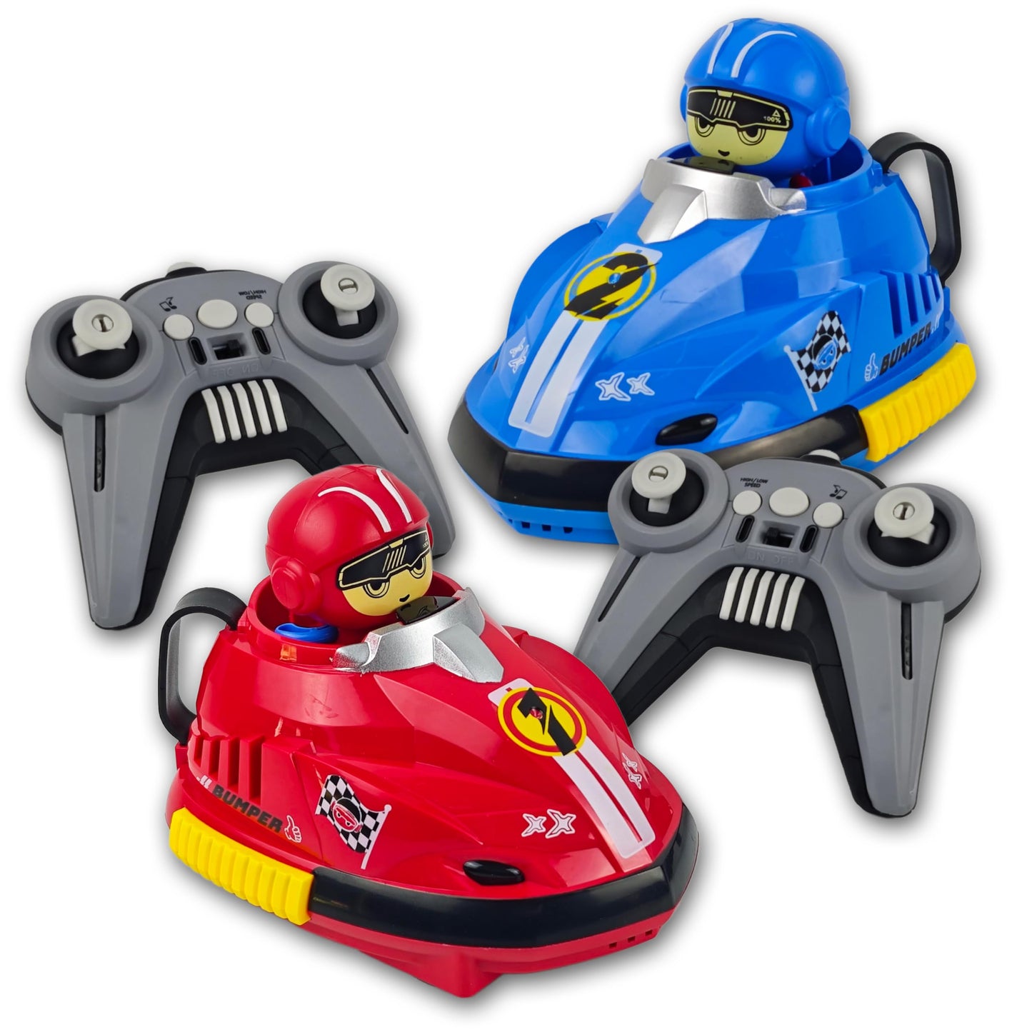 Hyper Drive Remote Control Bumper Car Race Set – 2.4GHz RC Cars with Crash Action, Lights, Sounds & Rechargeable Battery – 2 Player Kids Racing Toy