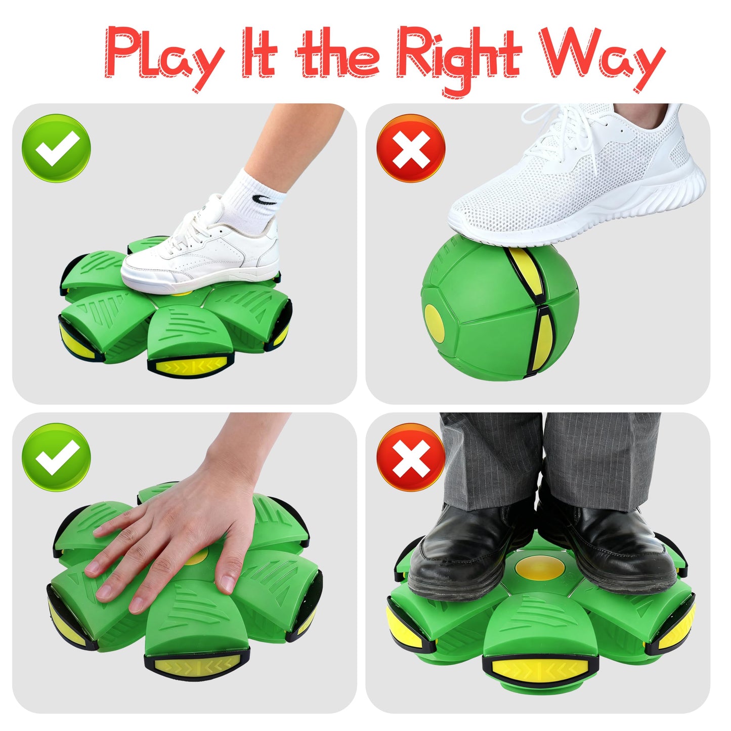 Magic Metaball, Children's Bouncing Ball, 2PCS Magic Flying Saucer Interactive Pop-Up Transform Toy, Parent-Child Interaction Blue and Green Bouncy Ball, Delay Frisbee Flying Disc Toy with 6 Light