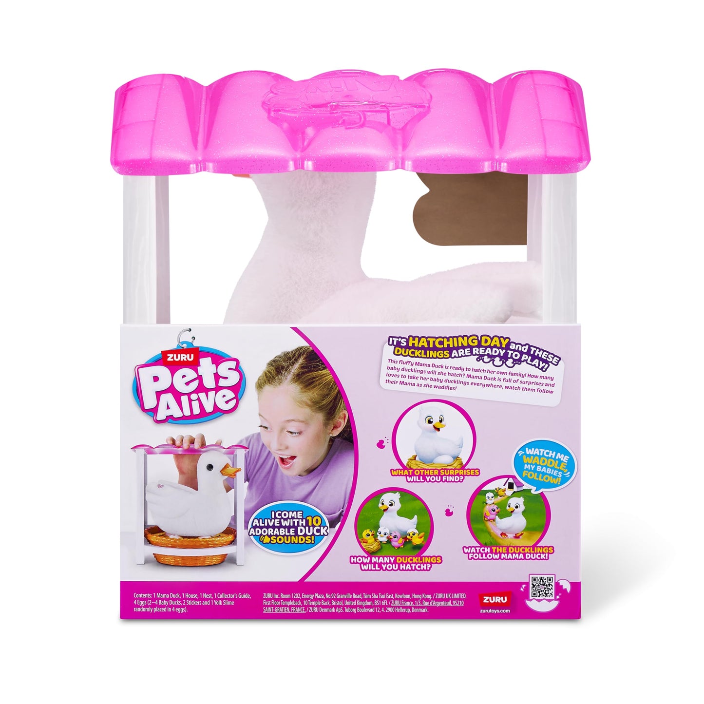 Pets Alive Mommy Duck & Baby Surprise by ZURU Nurturing Play Surprise Hatching Interactive Girls' Toy.