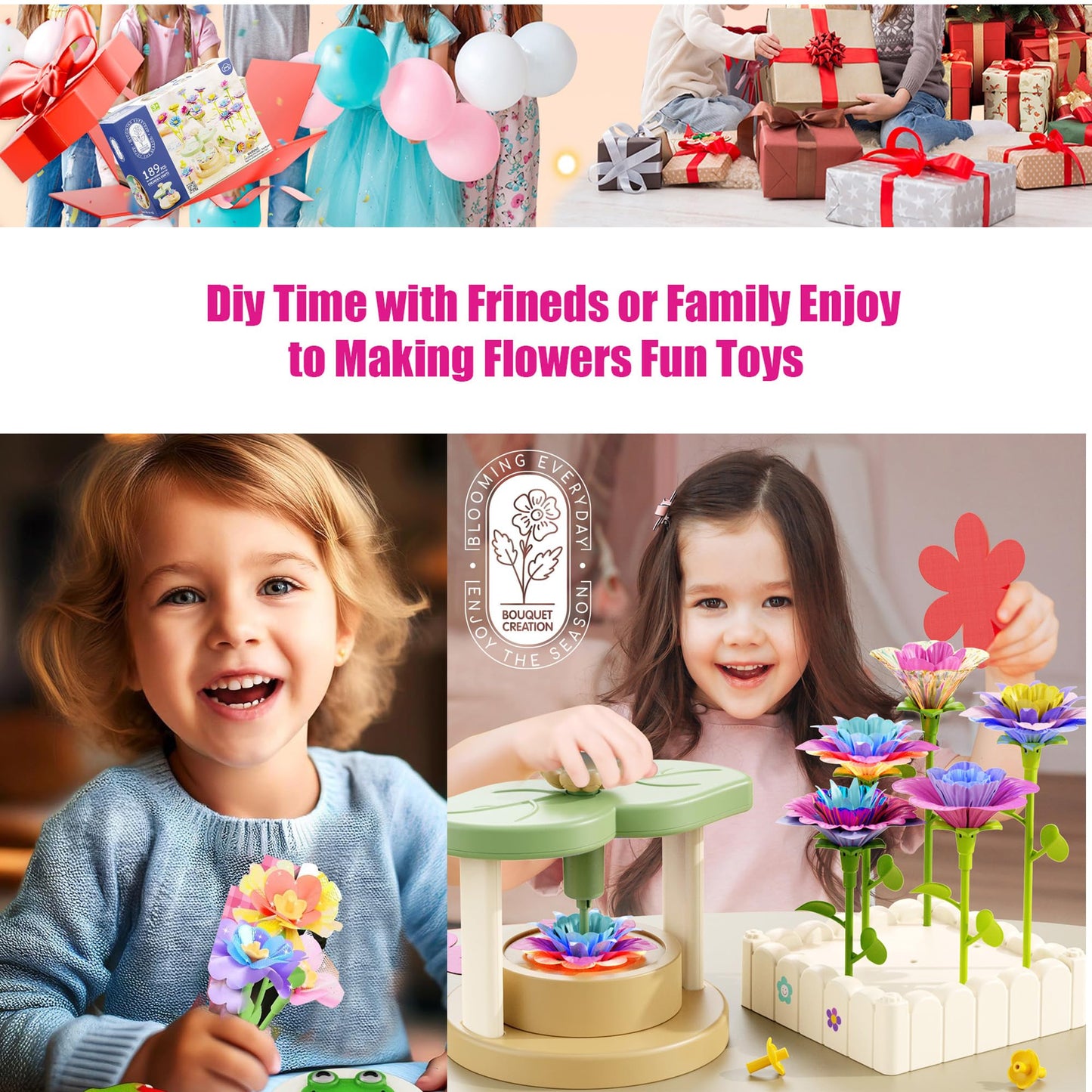 Flower Bouquets Toys,DIY Craft Kits Toys for Girls-Flowers Market Toy,Build Your Flower Bouquet,Arts & Crafts for 4+ Year Teen Girl, Educational Activity Preschool,Christmas Stocking Stuffers Gifts