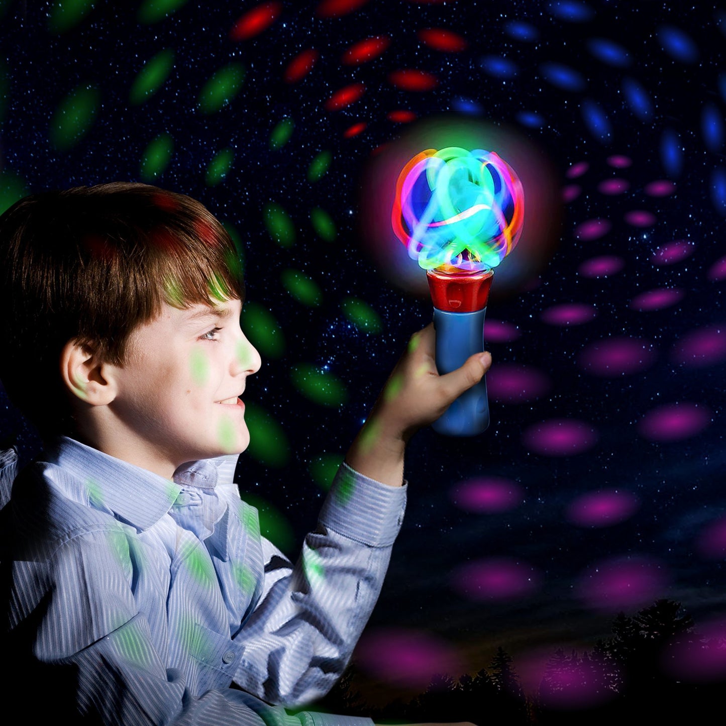 ArtCreativity Light Up Wand for Kids, Set of 2 LED Light Up Toys with Flashing Lights, Fun Light Spinning Toys, Sensory Toy for Kids with Autism
