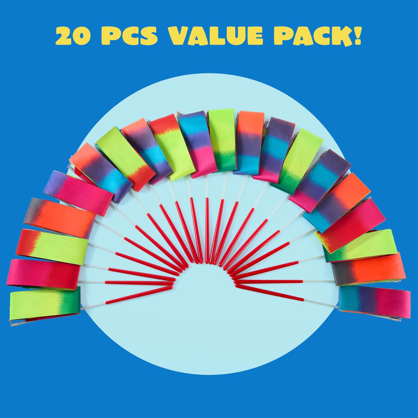 JOYIN 20 Pcs Ribbon Dancing Wands Party Favors Set, Dance Ribbon Gymnastics Ribbon Wand, Princess Birthday Party Favors for Kids, Carnival Prizes, School Goody Bag Stuffers