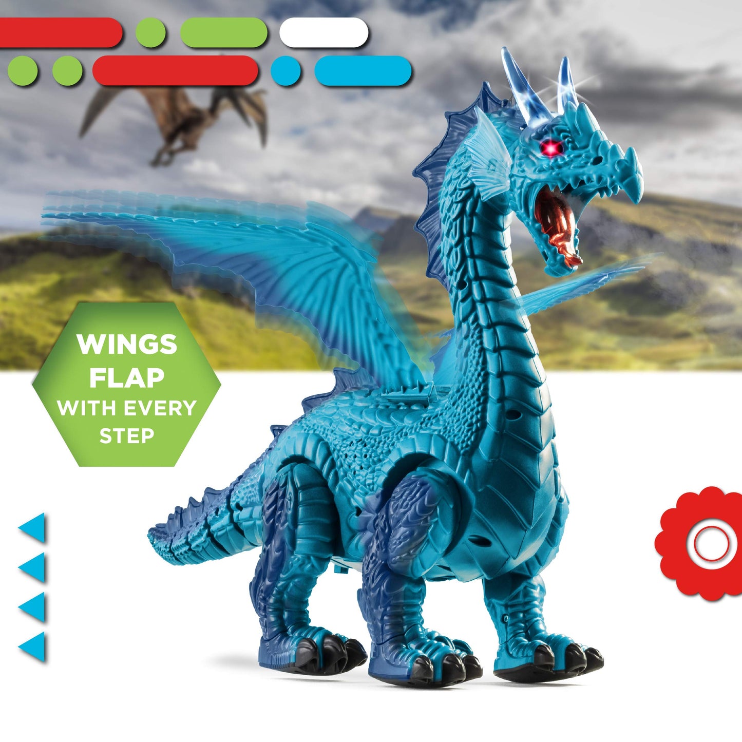 Discovery Frost-Breathing RC Dragon with Smoke Breath, Walking, Wing Flapping, Realistic Roaring Sounds| Light-Up Large Dinosaur Toy| Remote Control Robot Dino Mythical Creature|Kids Boys Gift| Age 6+