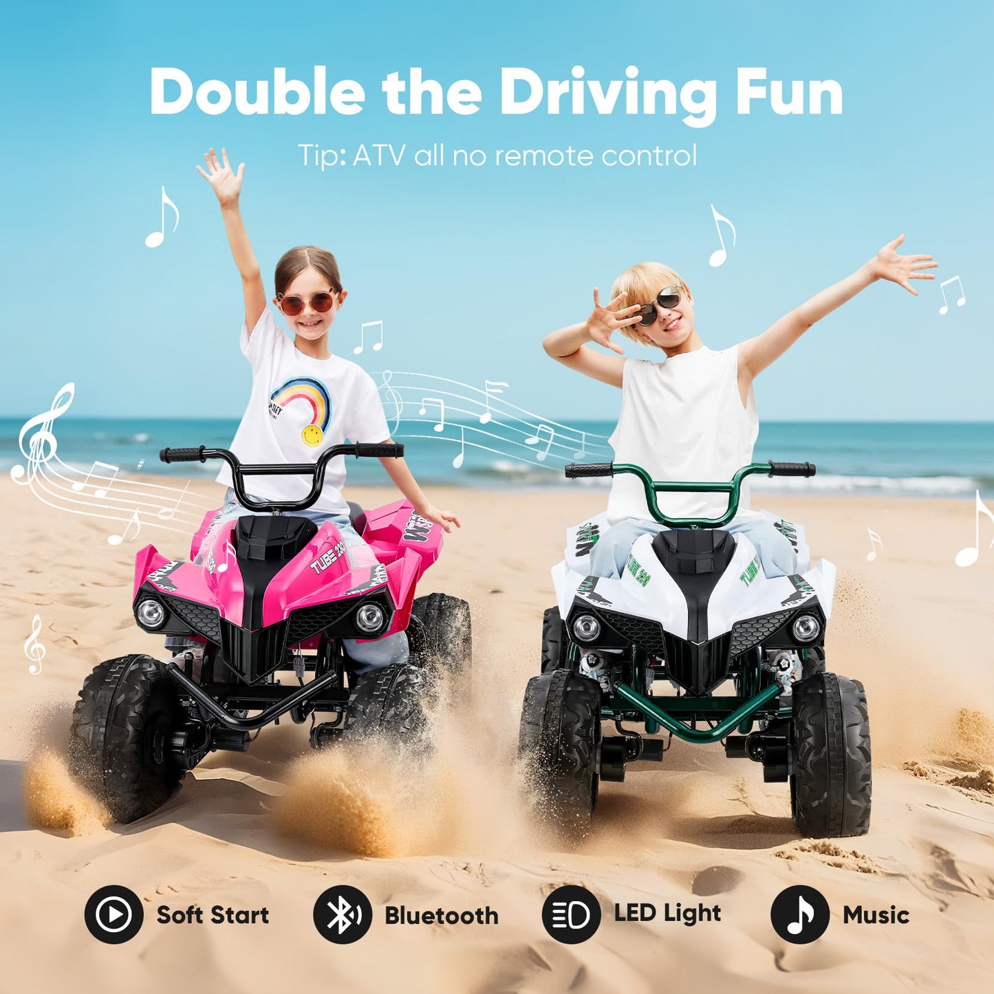 ELEMARA 24V Iron-Frame 2 Seater Ride on ATV for Big Kids,4WD Heavy-Duty ATV for Kids with Bluetooth,4 Wheeler Ride on Car with Realistic Sounds,Spring Suspension,Ultimate Adventure for Boy&Girls,Pink