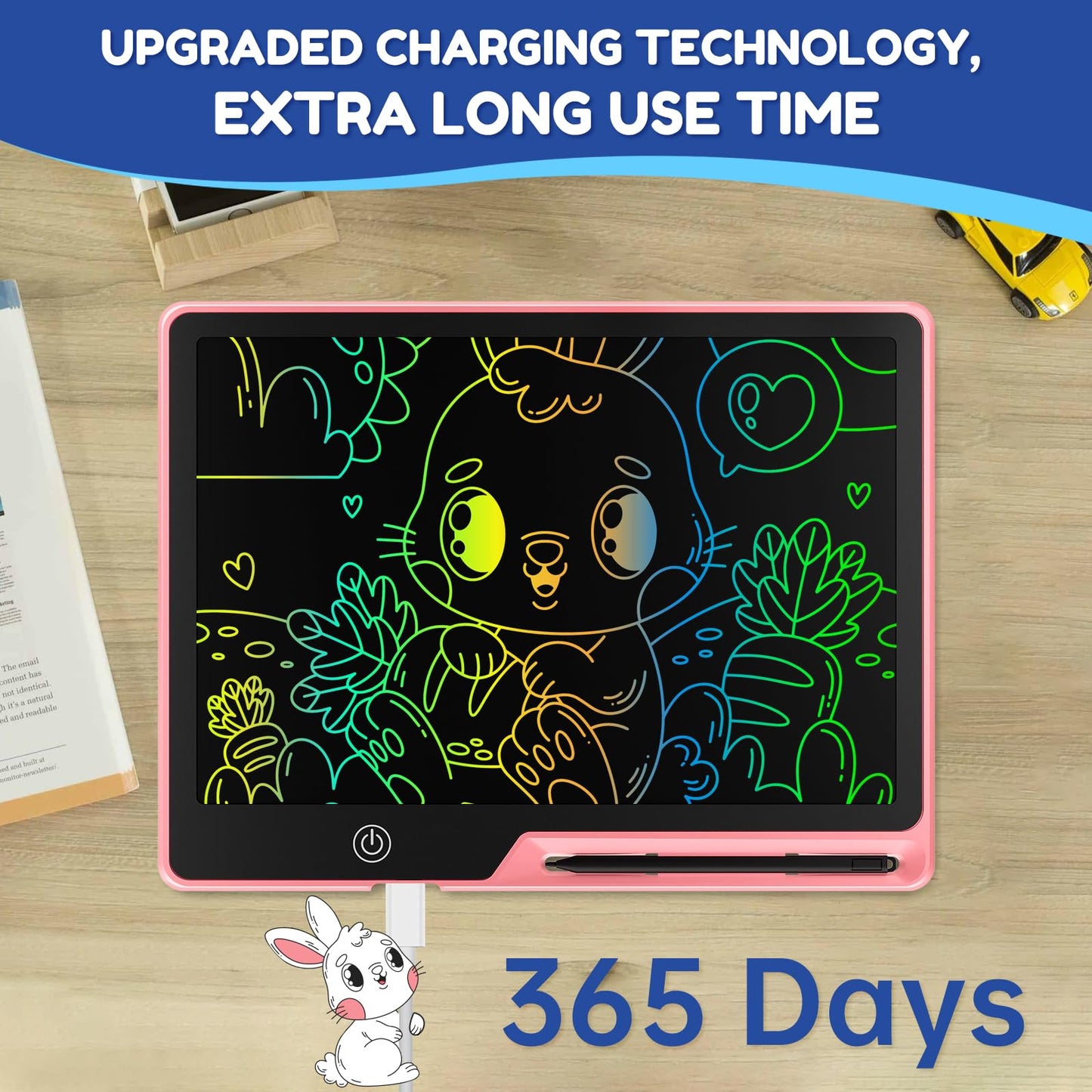 POPERFUN 2 Pack LCD Writing Tablet for Kids, 16 Inch Rechargeable Erasable Doodle Board Colorful Toddler Drawing Pads, Preschool Learning Toys Christmas Birthday Gift3 5 7Year Old Girls Pink and Blue