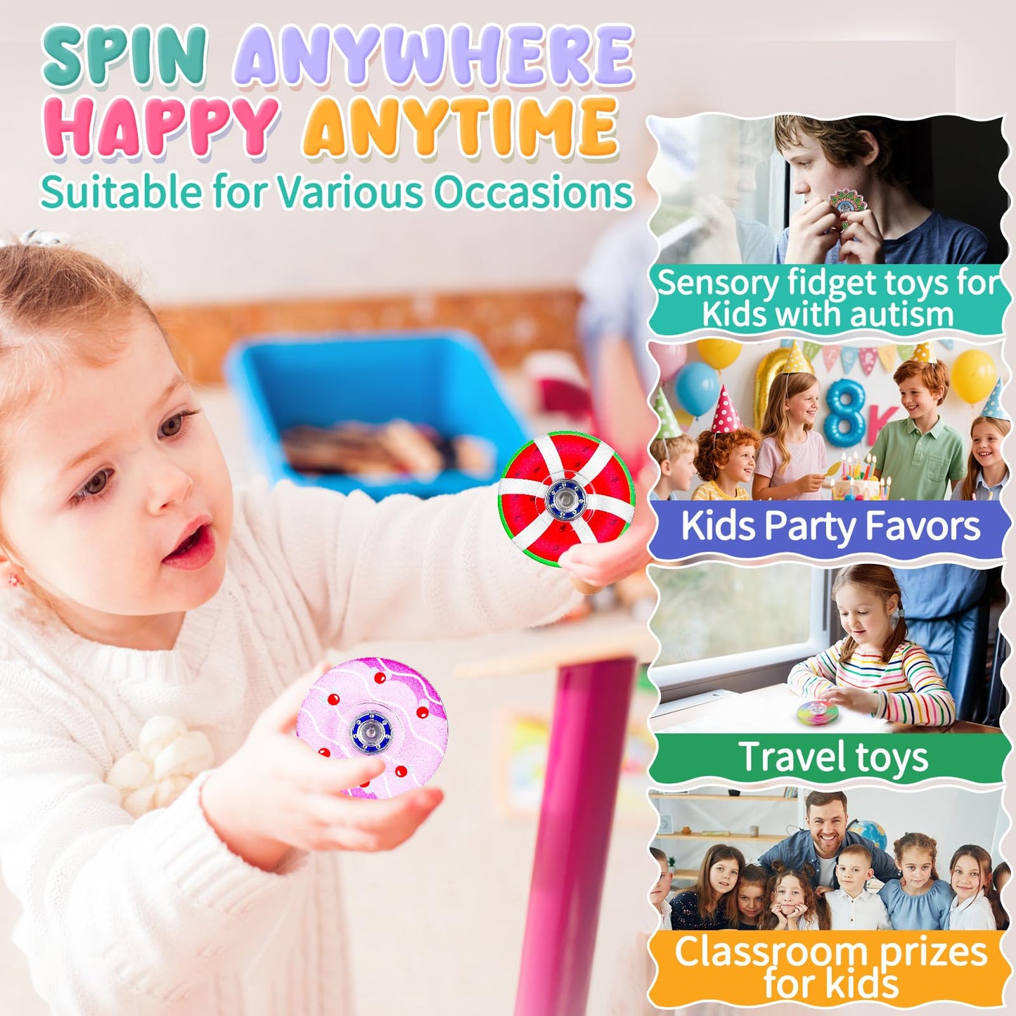 25 Pack Fidget Spinner for Kids Mini Sensory Fidget Toys Bulk Adults Kids with Autism ADHD, Fidgets Classroom Prizes Anxiety Toys Stress Relief Birthday Party Favors Treasure Prize Box Toys