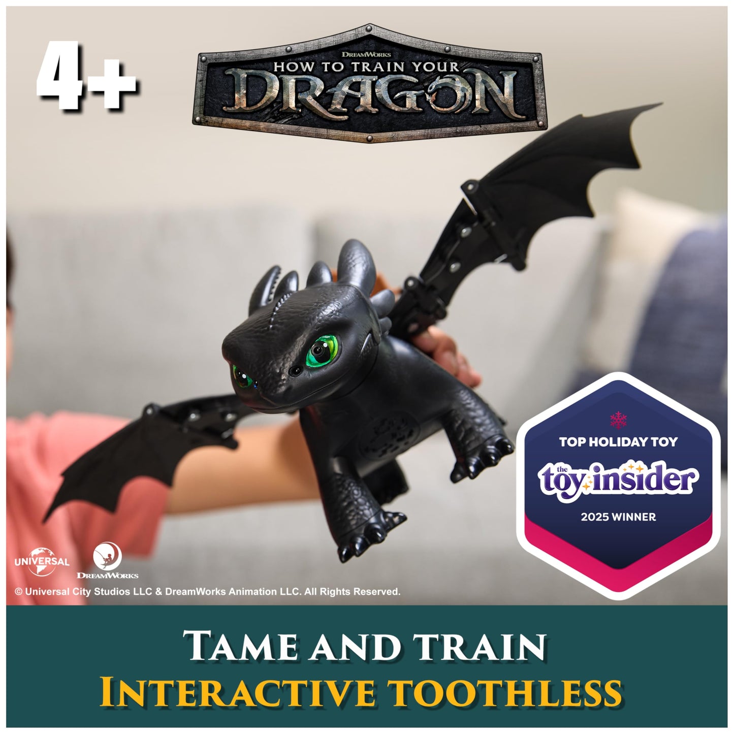 DreamWorks Dragons How to Train Your Dragon, Tame & Train Interactive Toothless with 60 Sounds & Reactions, Kids Toys for Boys & Girls Ages 4 & up
