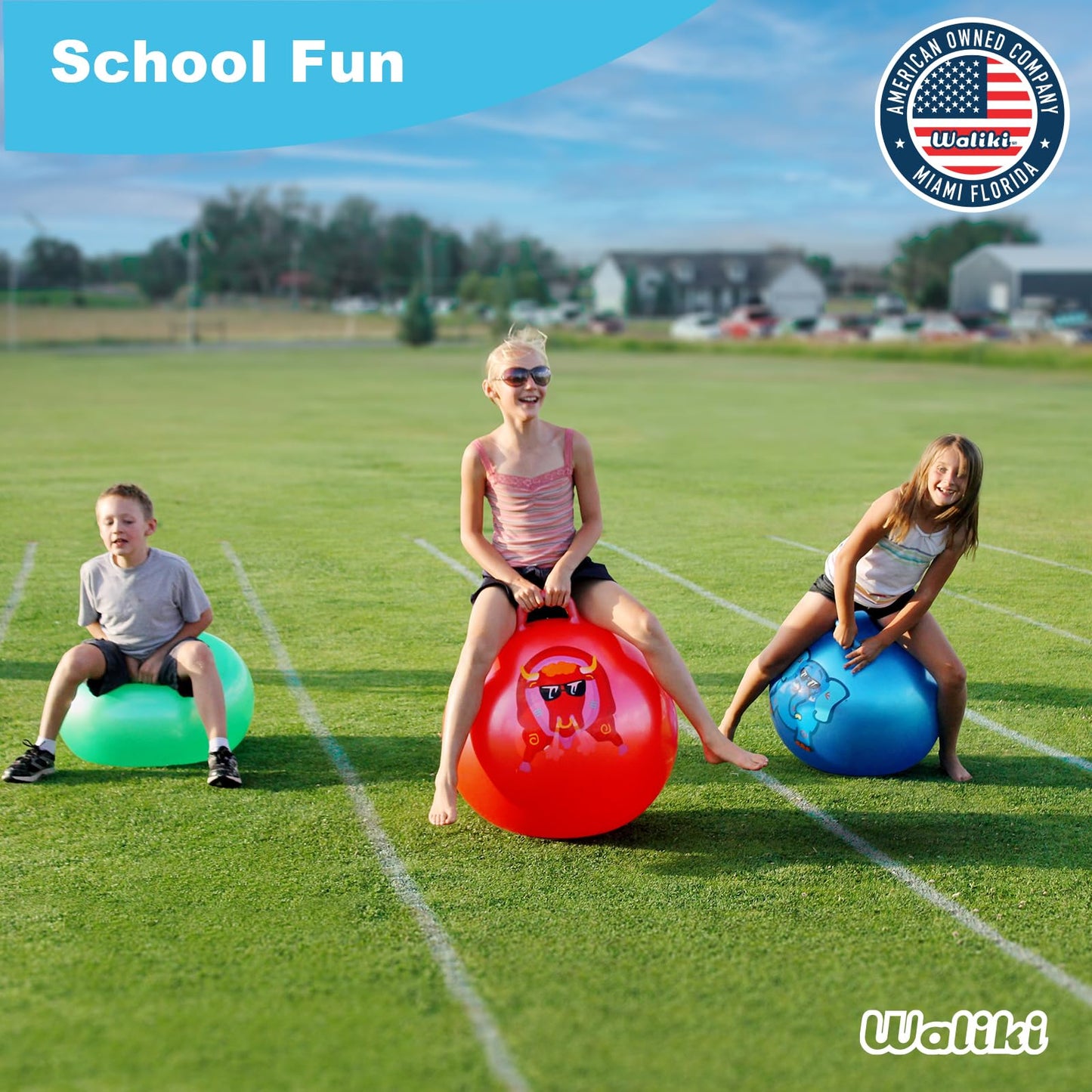 WALIKI Hopper Ball Toy for Boys and Girls Ages 7-9 | Hippity Hop Jumping Ball | Cool Birthday Gift | Blue | 20"