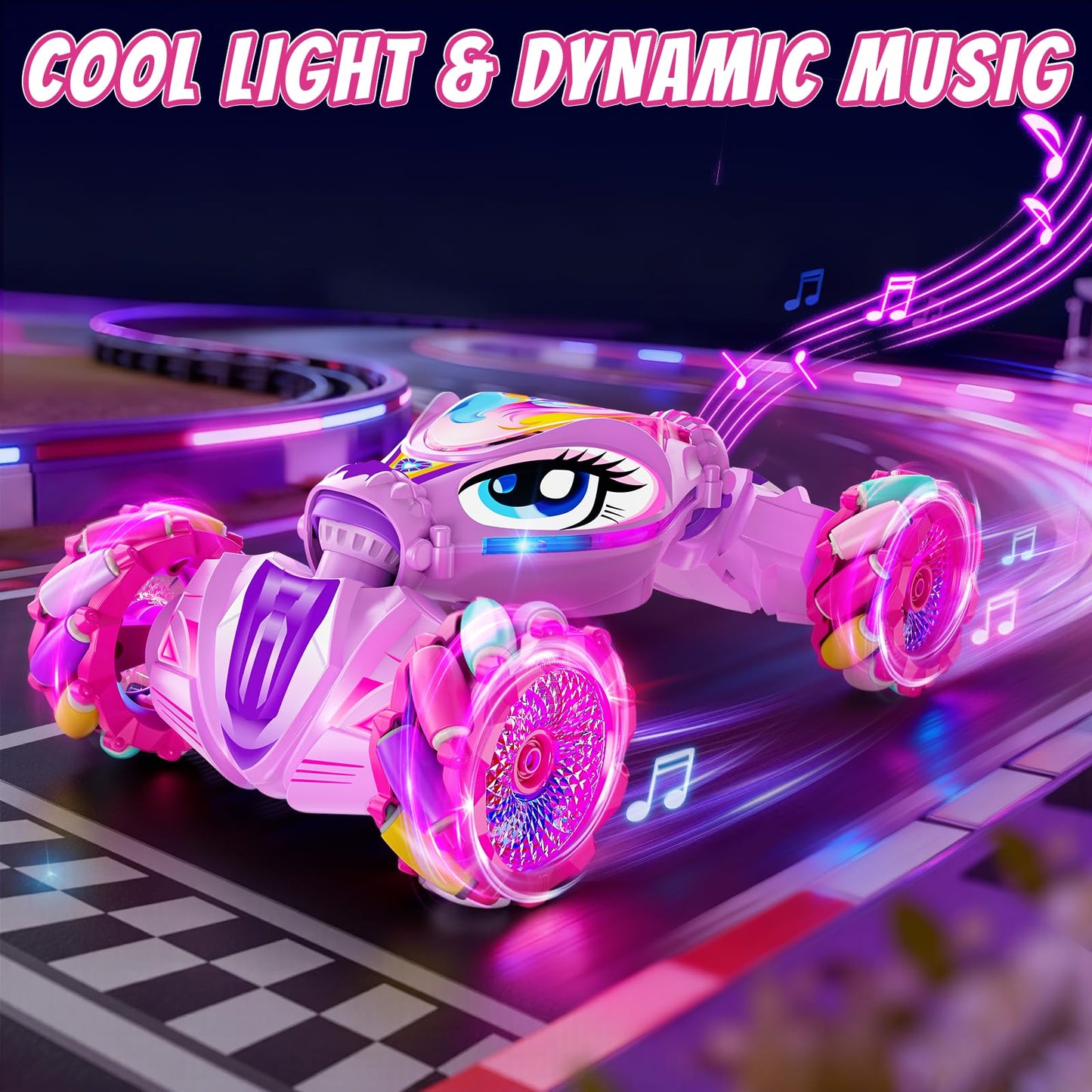 Unicorn Gesture Sensing RC Stunt Car Remote Control Car for Girls 360°Rotation & 2.4GHz RC Cars with Light & Music Barbie Style Toy for Girls Age 6-7 8-12+ Years Old Birthday Gift Idea
